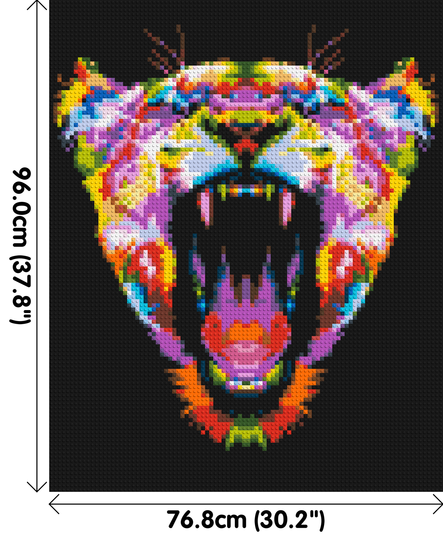 Roaring Tiger Colourful Pop Art - Brick Art Mosaic Kit 4x5 large