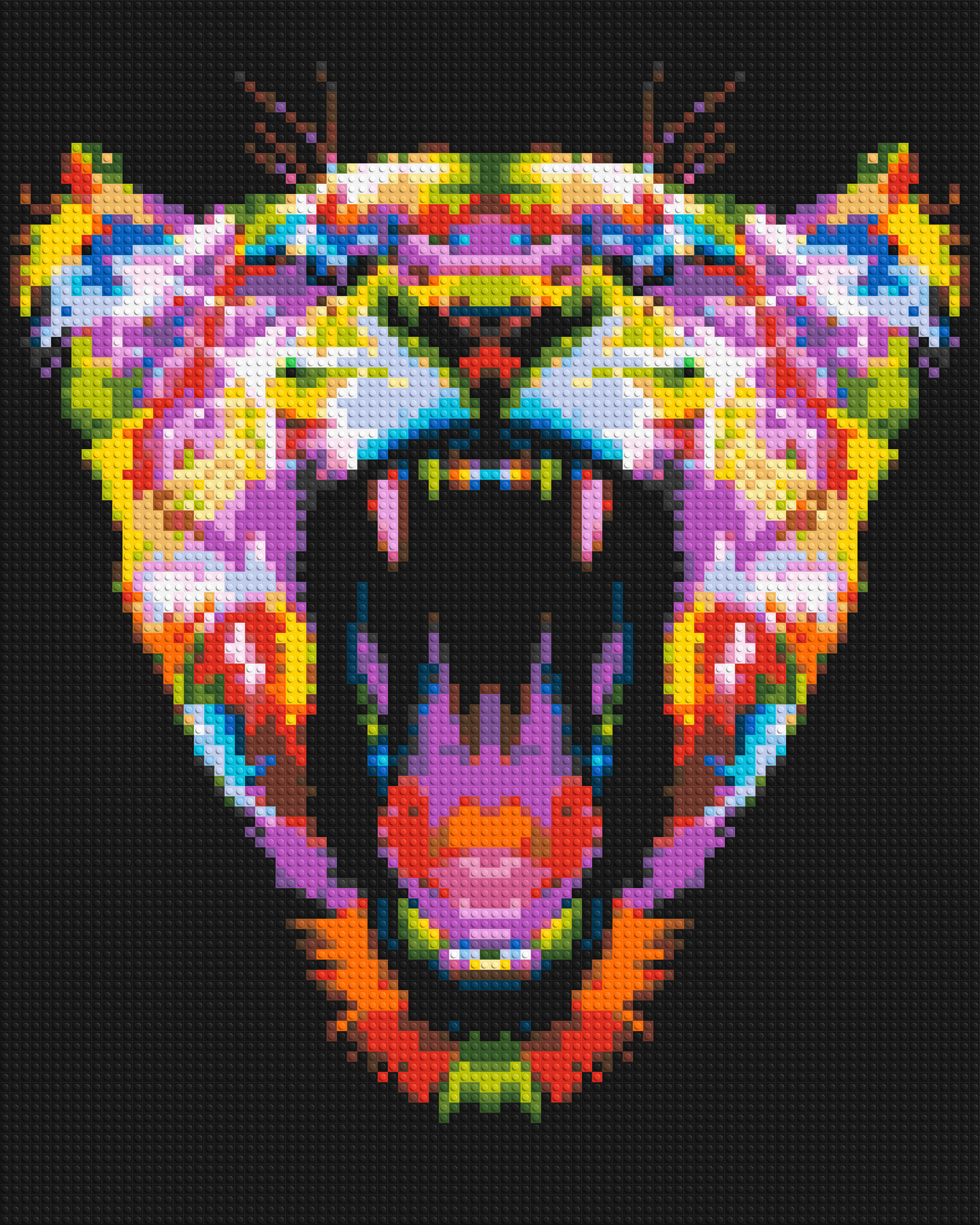 Roaring Tiger Colourful Pop Art - Brick Art Mosaic Kit 4x5 large
