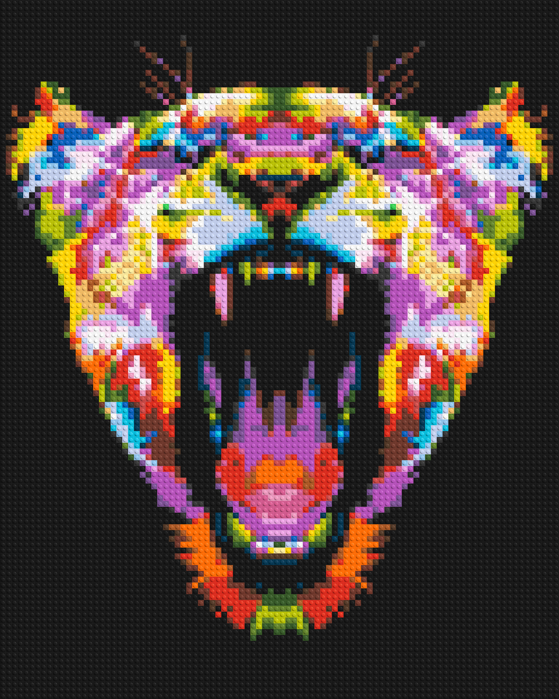 Roaring Tiger Colourful Pop Art - Brick Art Mosaic Kit 4x5 large