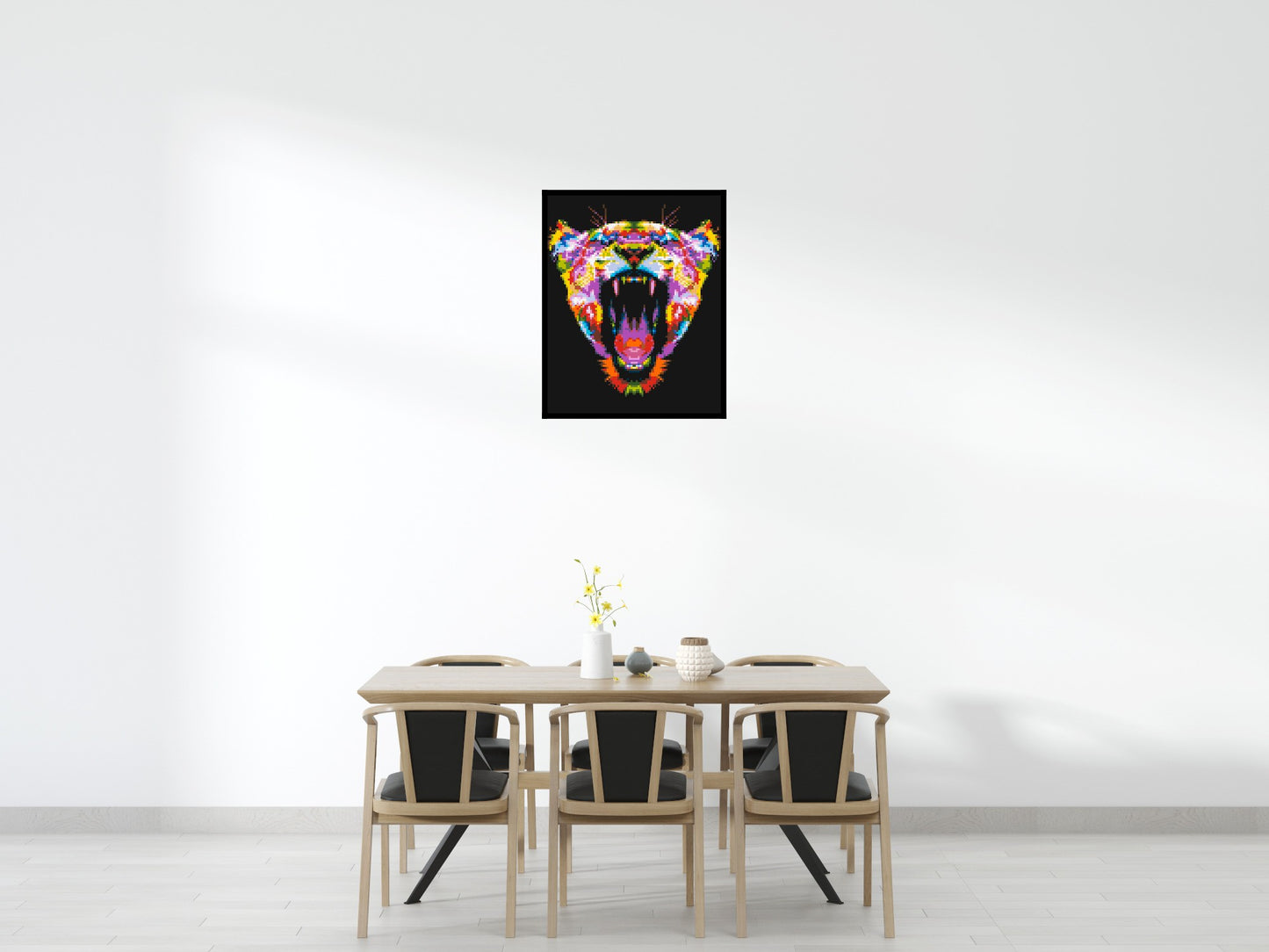 Roaring Tiger Colourful Pop Art - Brick Art Mosaic Kit 4x5 large