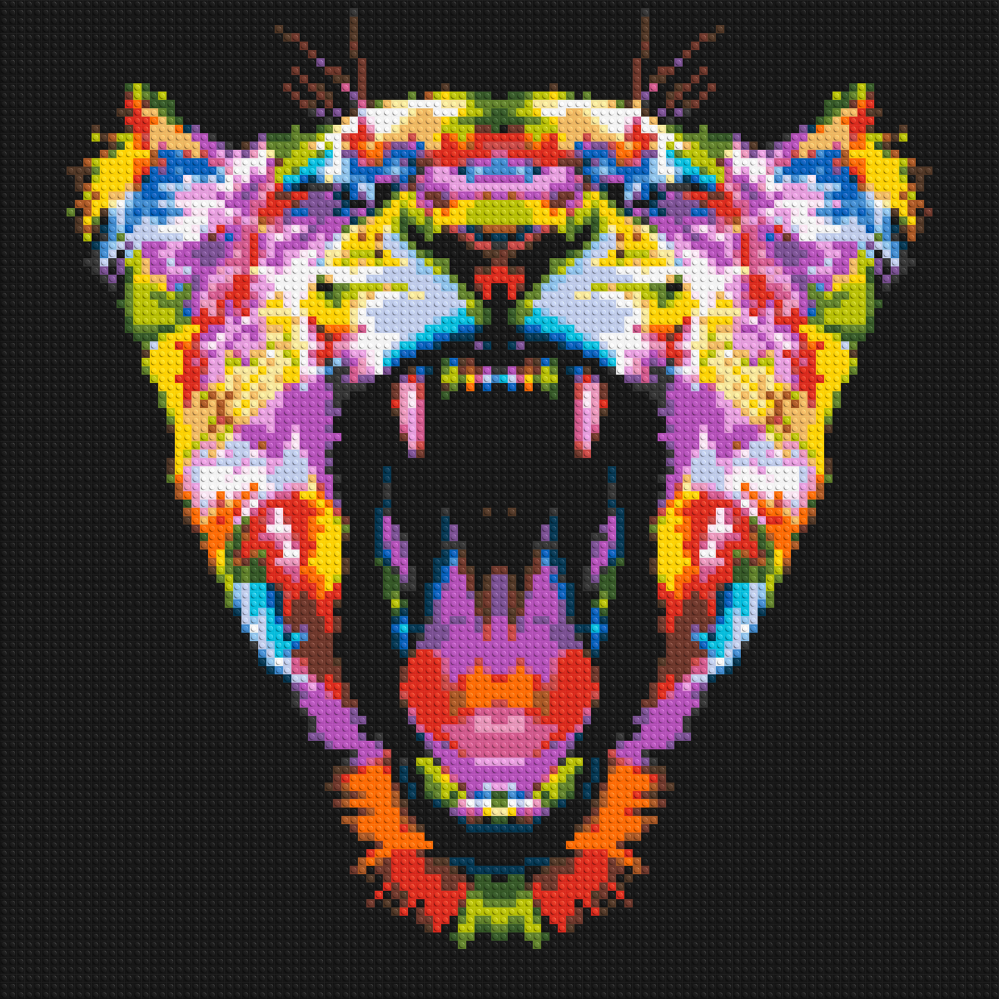 Roaring Tiger Colourful Pop Art - Brick Art Mosaic Kit 5x5 large