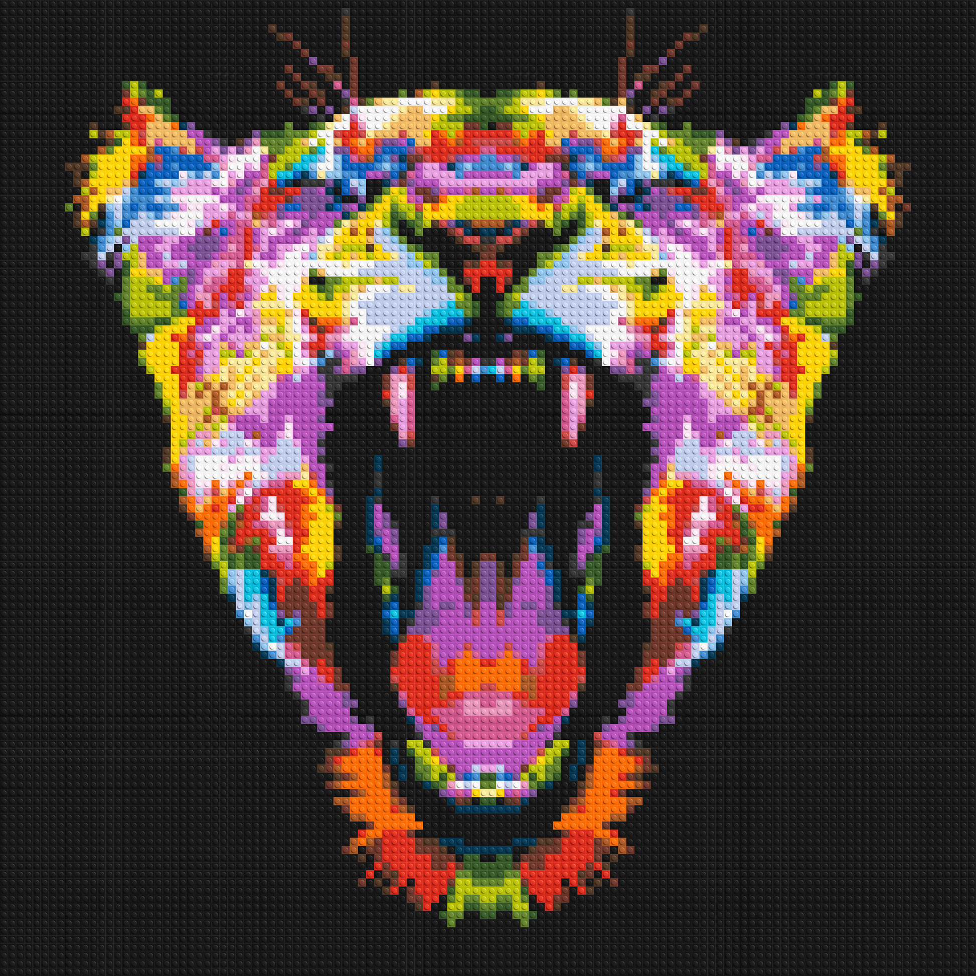 Roaring Tiger Colourful Pop Art - Brick Art Mosaic Kit 5x5 large