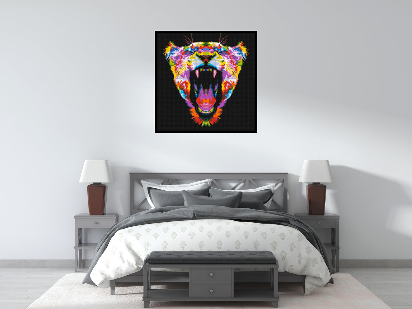 Roaring Tiger Colourful Pop Art - Brick Art Mosaic Kit 5x5 large