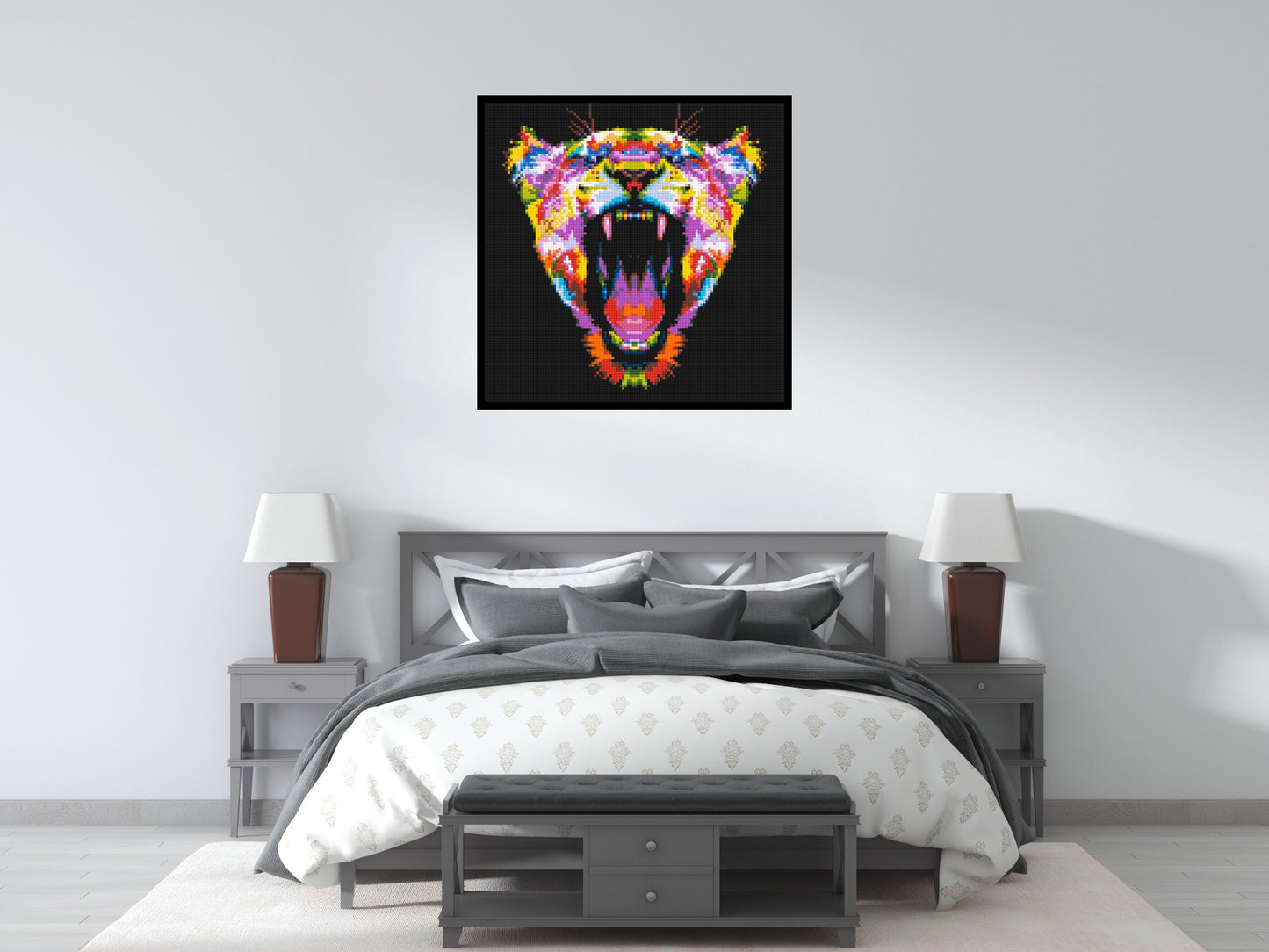 Roaring Tiger Colourful Pop Art - Brick Art Mosaic Kit 5x5 large