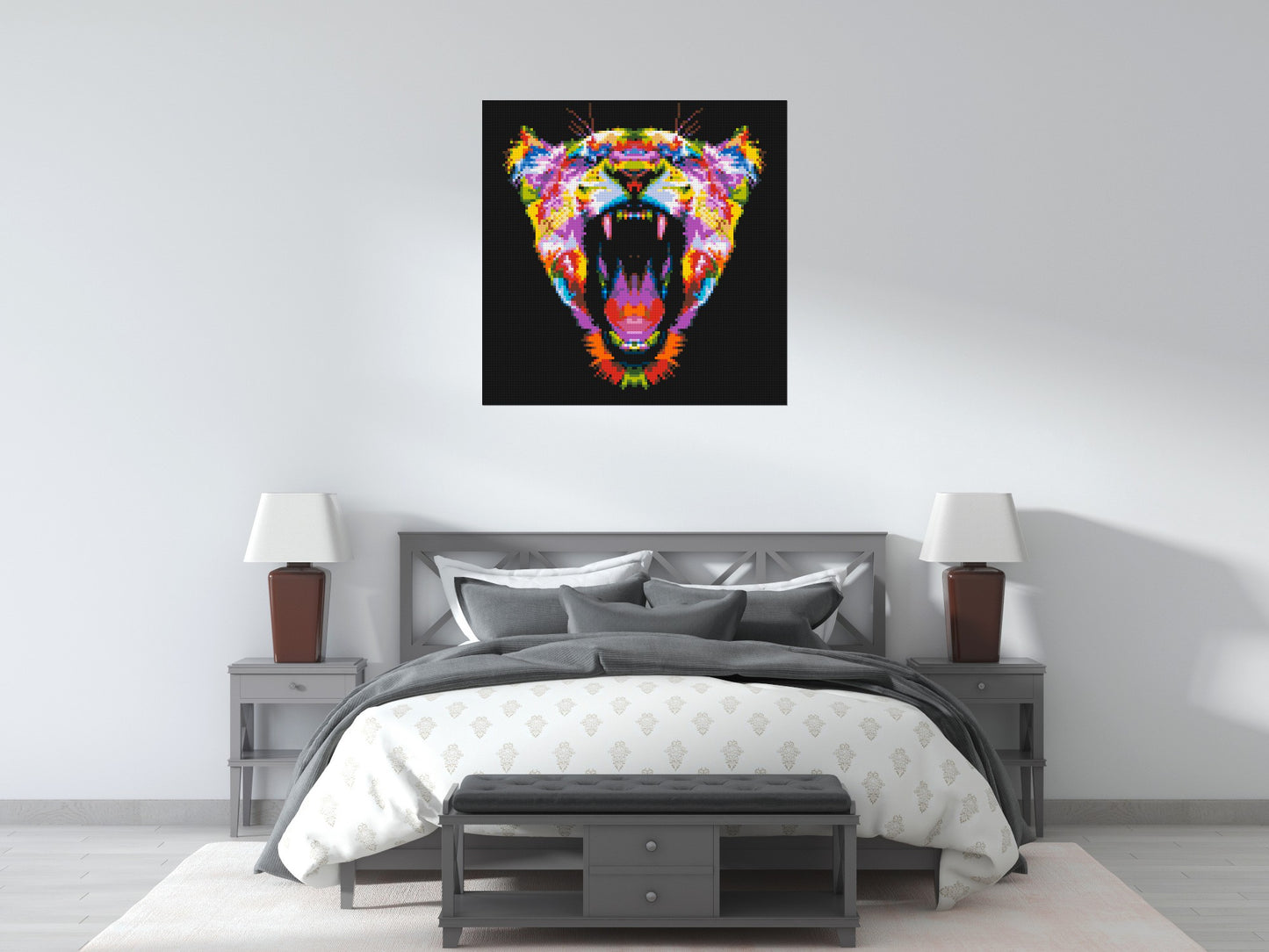 Roaring Tiger Colourful Pop Art - Brick Art Mosaic Kit 5x5 large