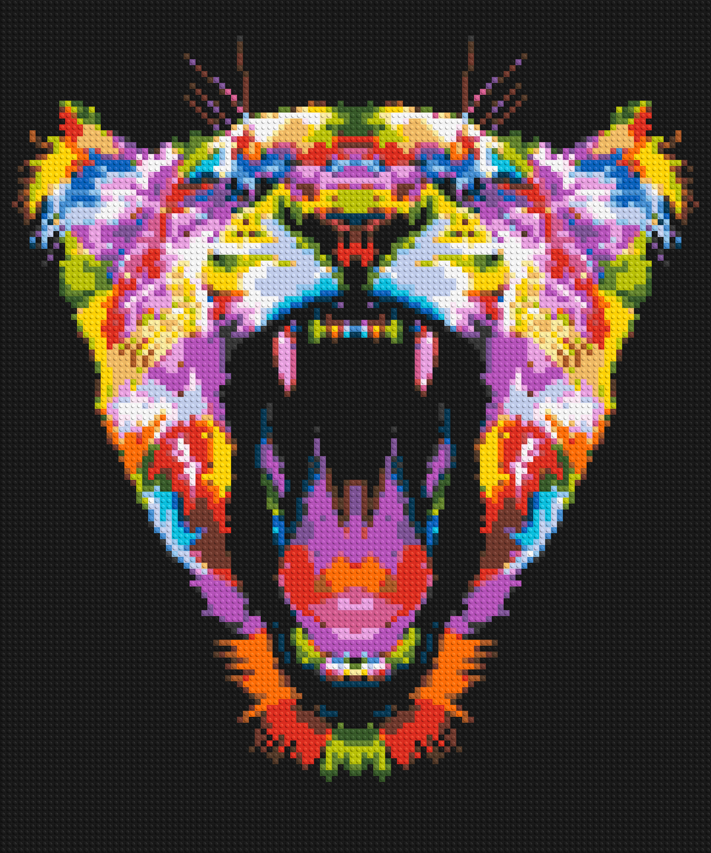 Roaring Tiger Colourful Pop Art - Brick Art Mosaic Kit 5x6 large