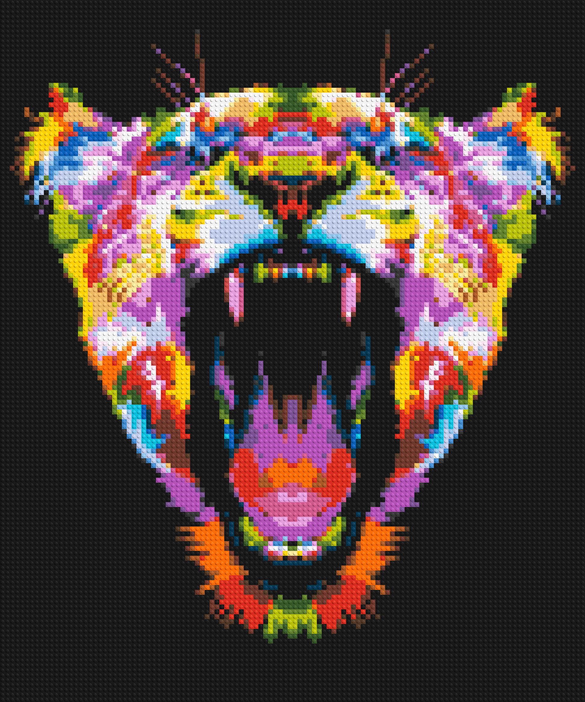 Roaring Tiger Colourful Pop Art - Brick Art Mosaic Kit 5x6 large