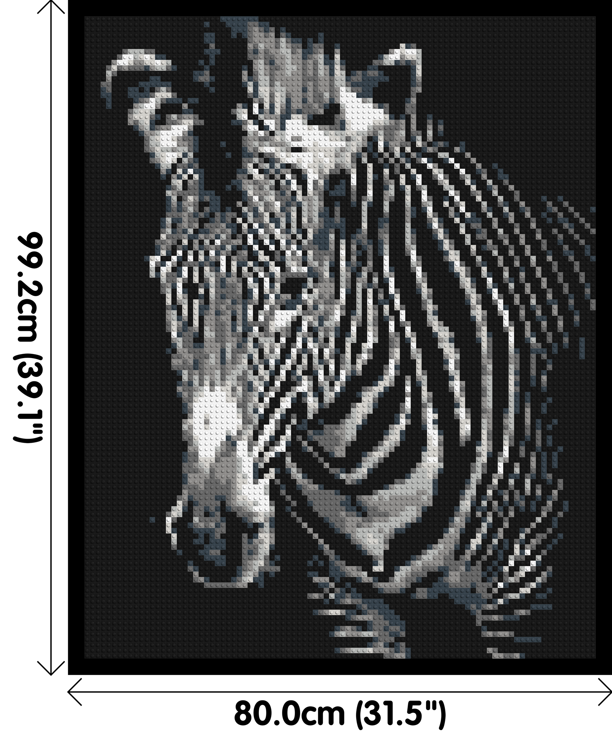 Black & White Zebra - Brick Art Mosaic Kit 4x5 dimensions with frame