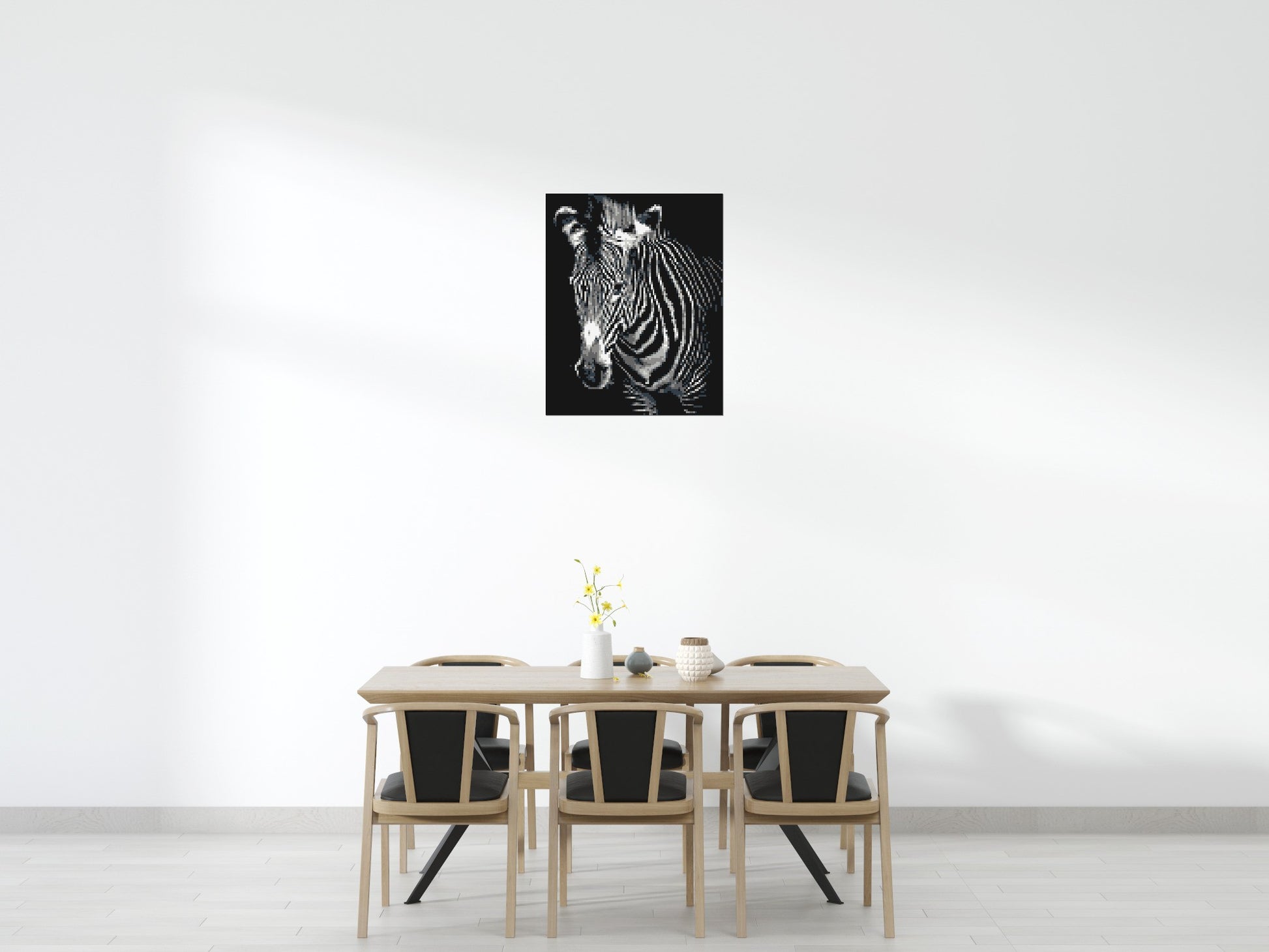 Black & White Zebra - Brick Art Mosaic Kit 4x5 scene