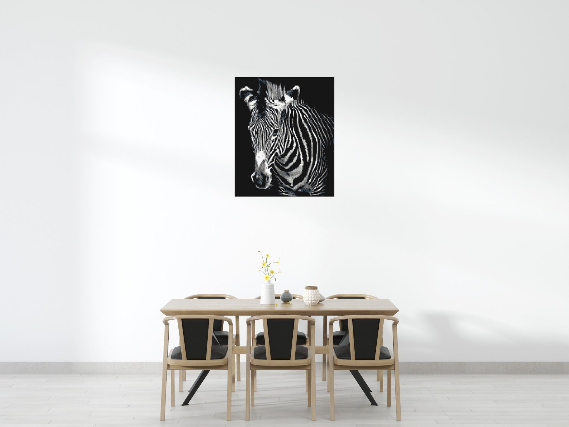 Black & White Zebra - Brick Art Mosaic Kit 5x6 scene