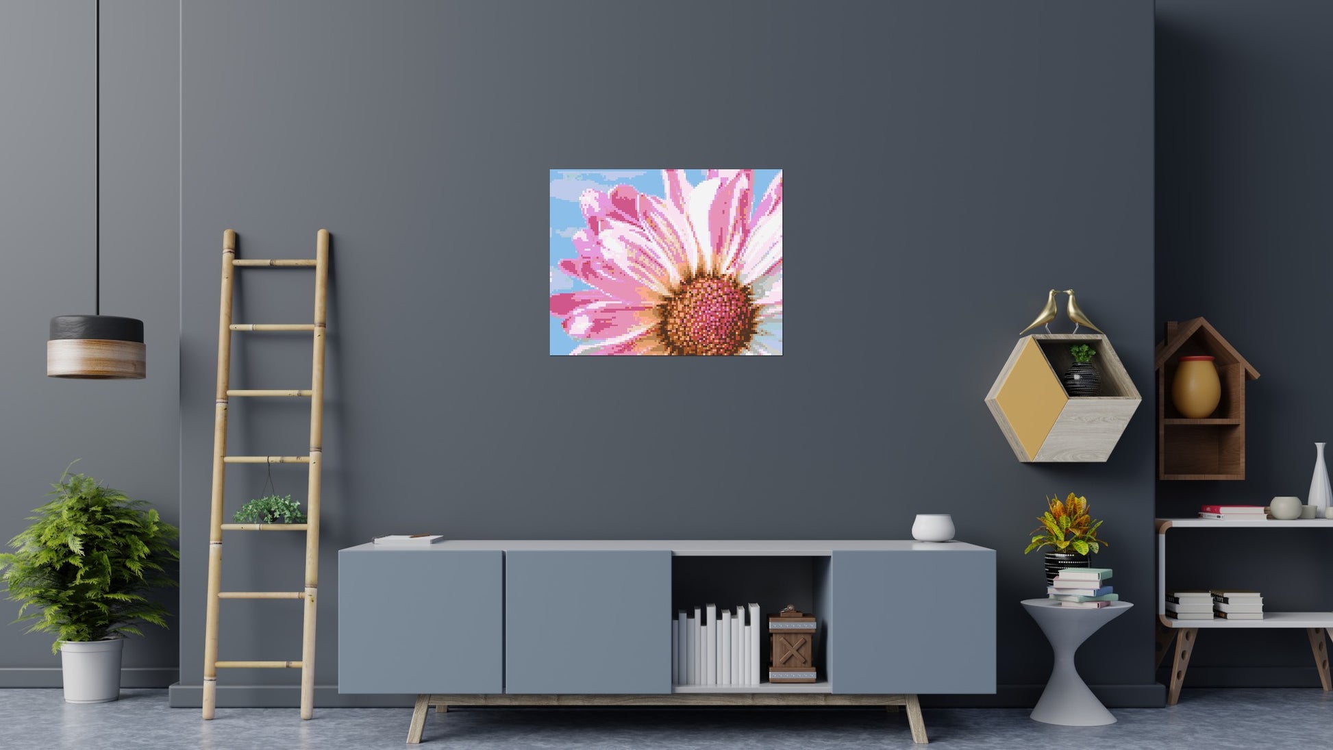 Pink Daisy - Brick Art Mosaic Kit 5x4 scene