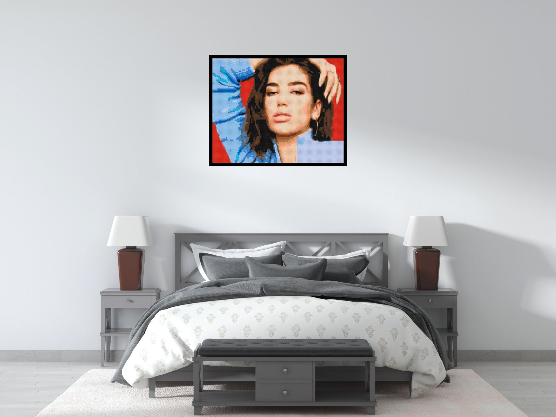 Dua Lipa - Brick Art Mosaic Kit 5x4 scene with frame