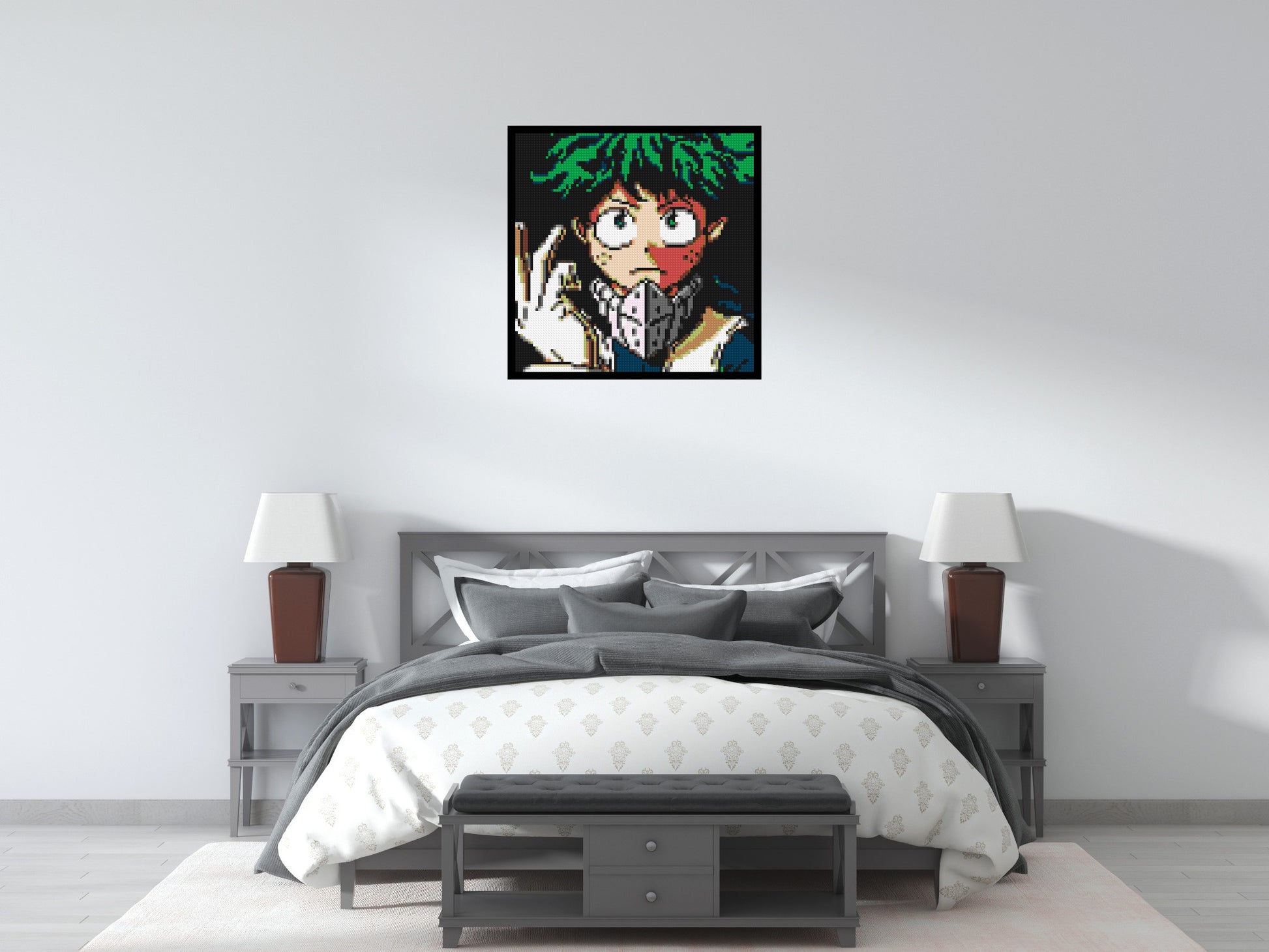 Izuku Midoriya Pixel Art - Brick Art Mosaic Kit 4x4 scene with frame