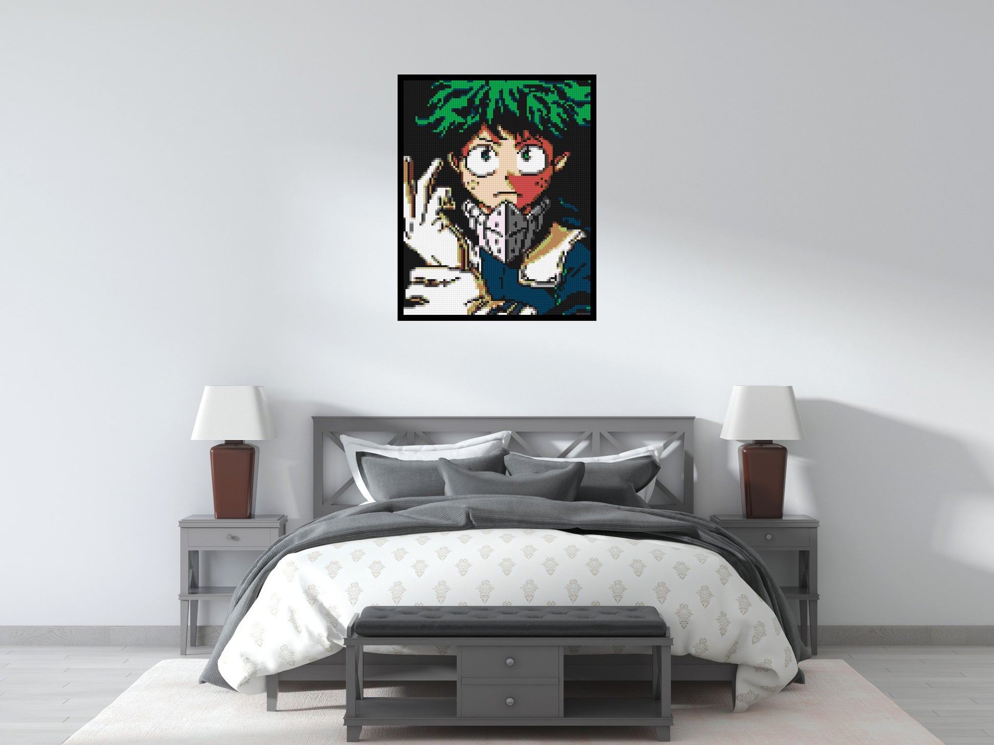 Izuku Midoriya Pixel Art - Brick Art Mosaic Kit 4x5 scene with frame