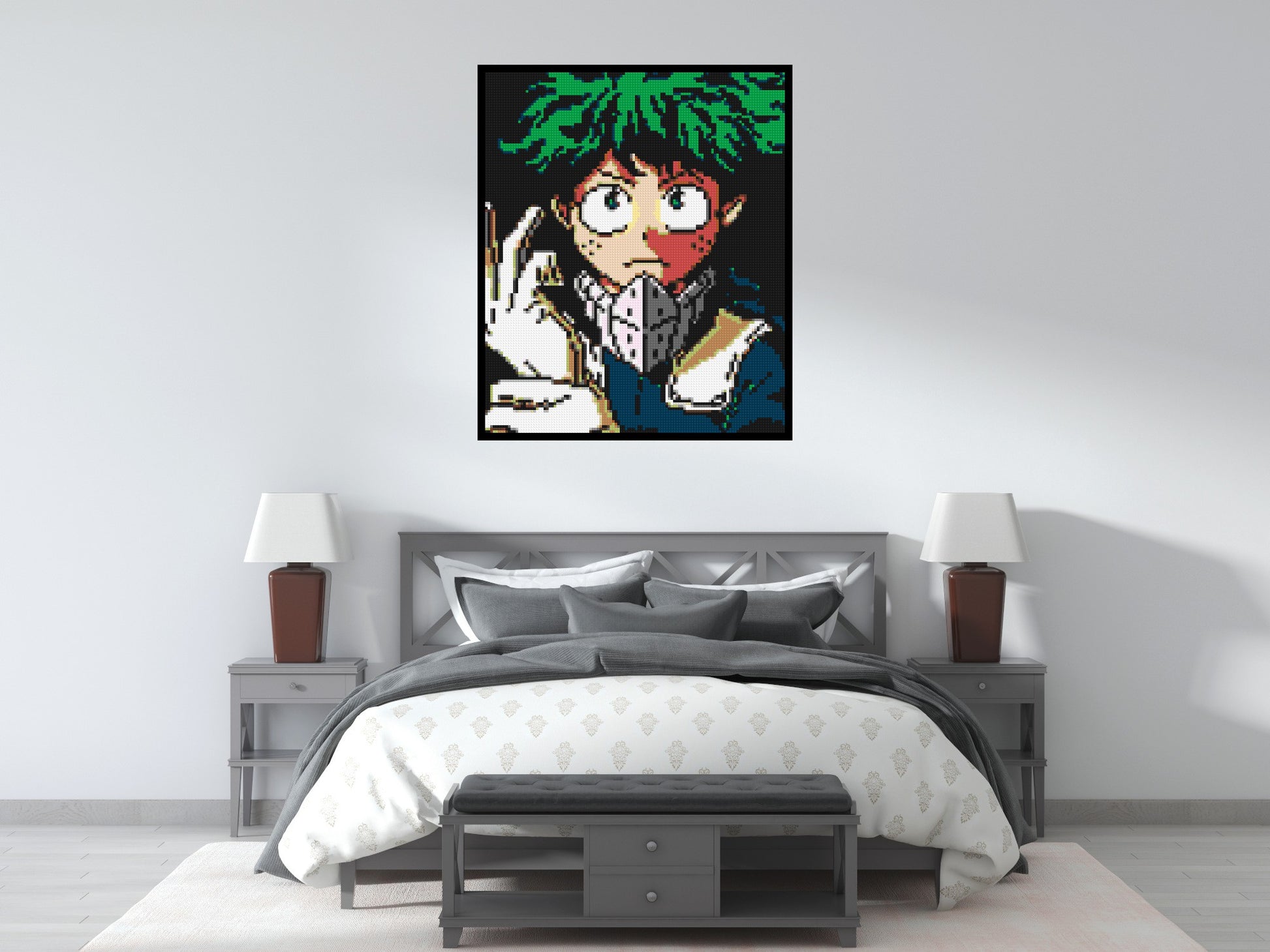 Izuku Midoriya Pixel Art - Brick Art Mosaic Kit 5x6 scene with frame