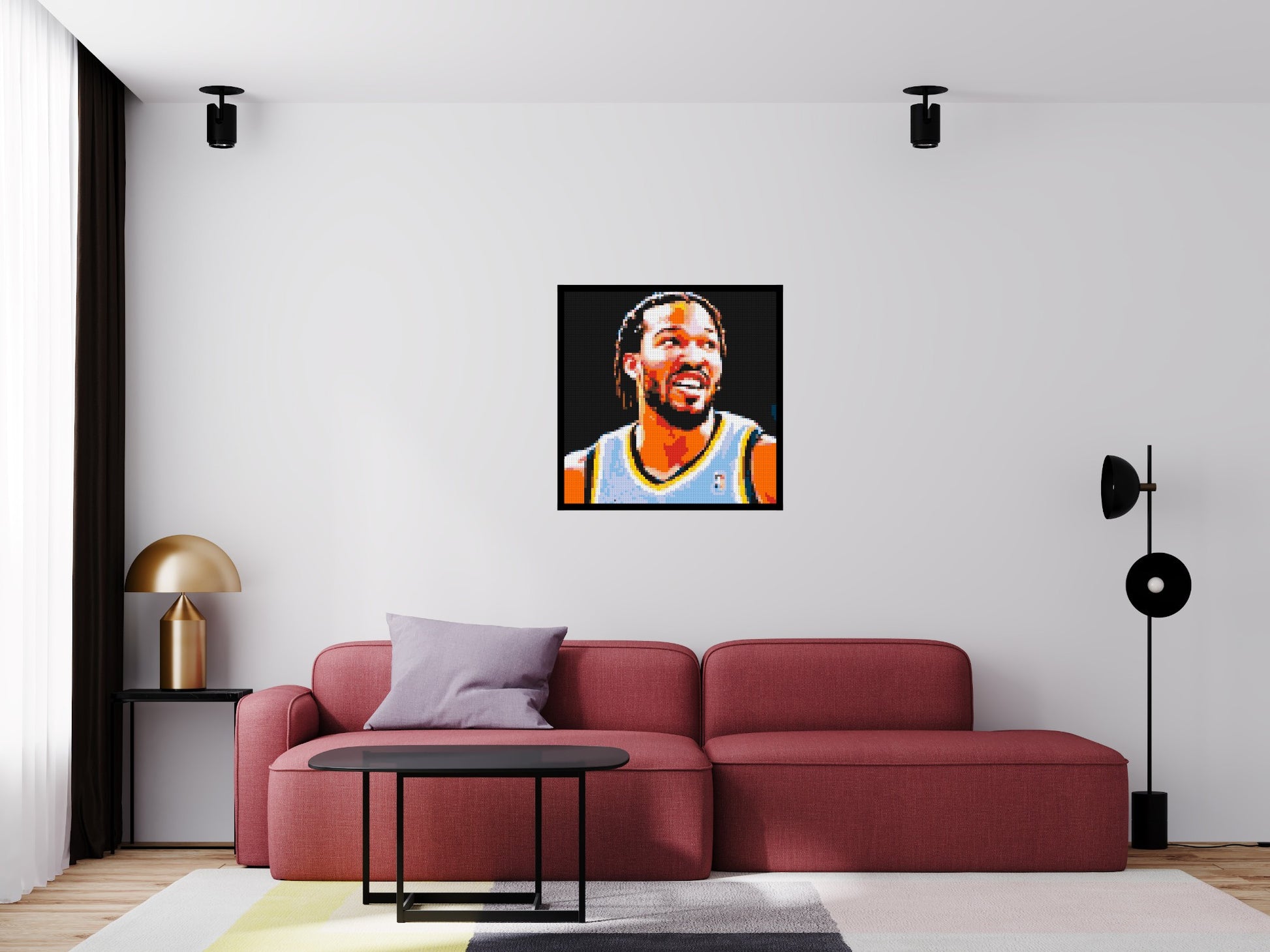 Jalen Brunson - Brick Art Mosaic Kit 4x4 scene with frame