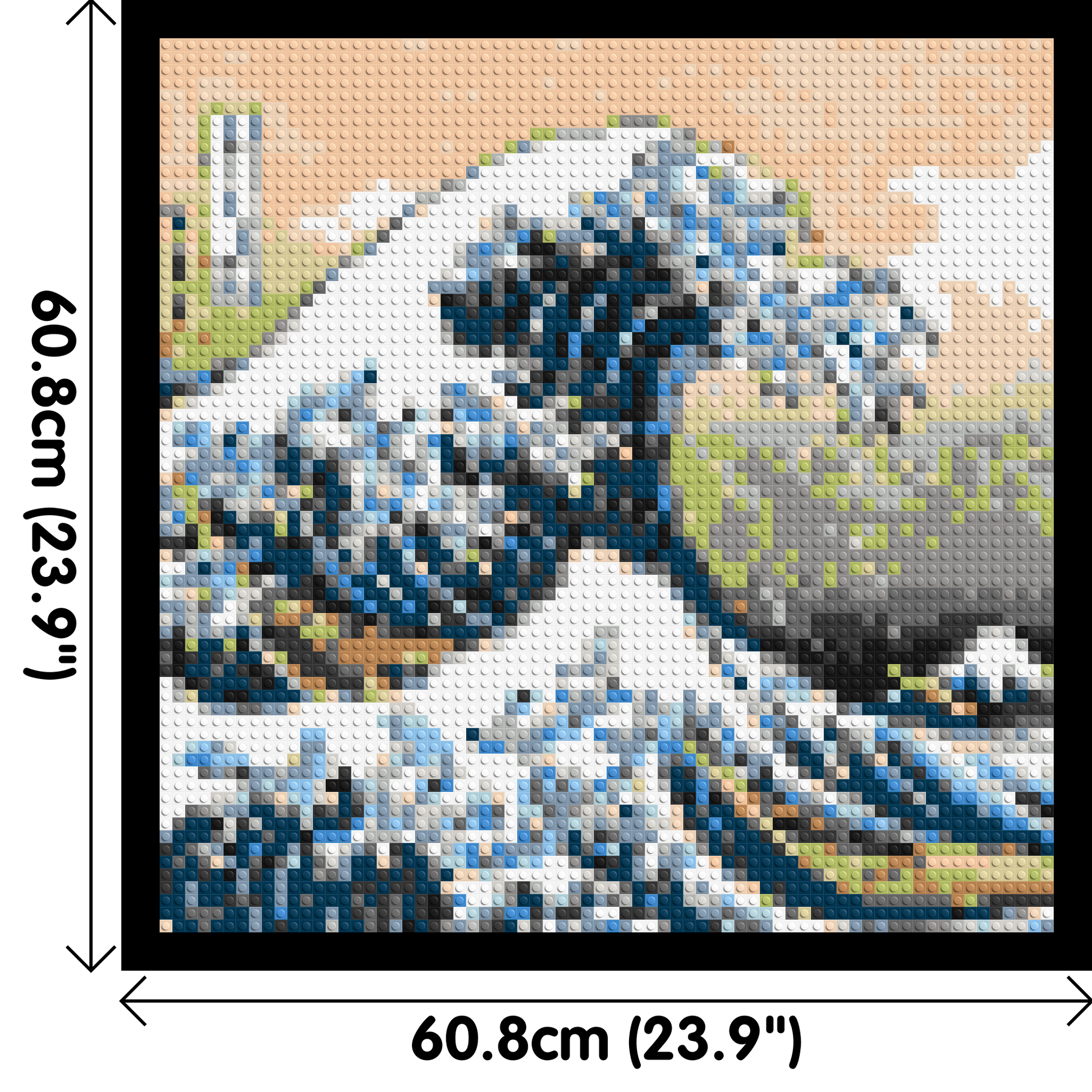 The Great Wave Off Kanagawa by Katsushika Hokusai  - Brick Art Mosaic Kit 3x3 dimensions with frame
