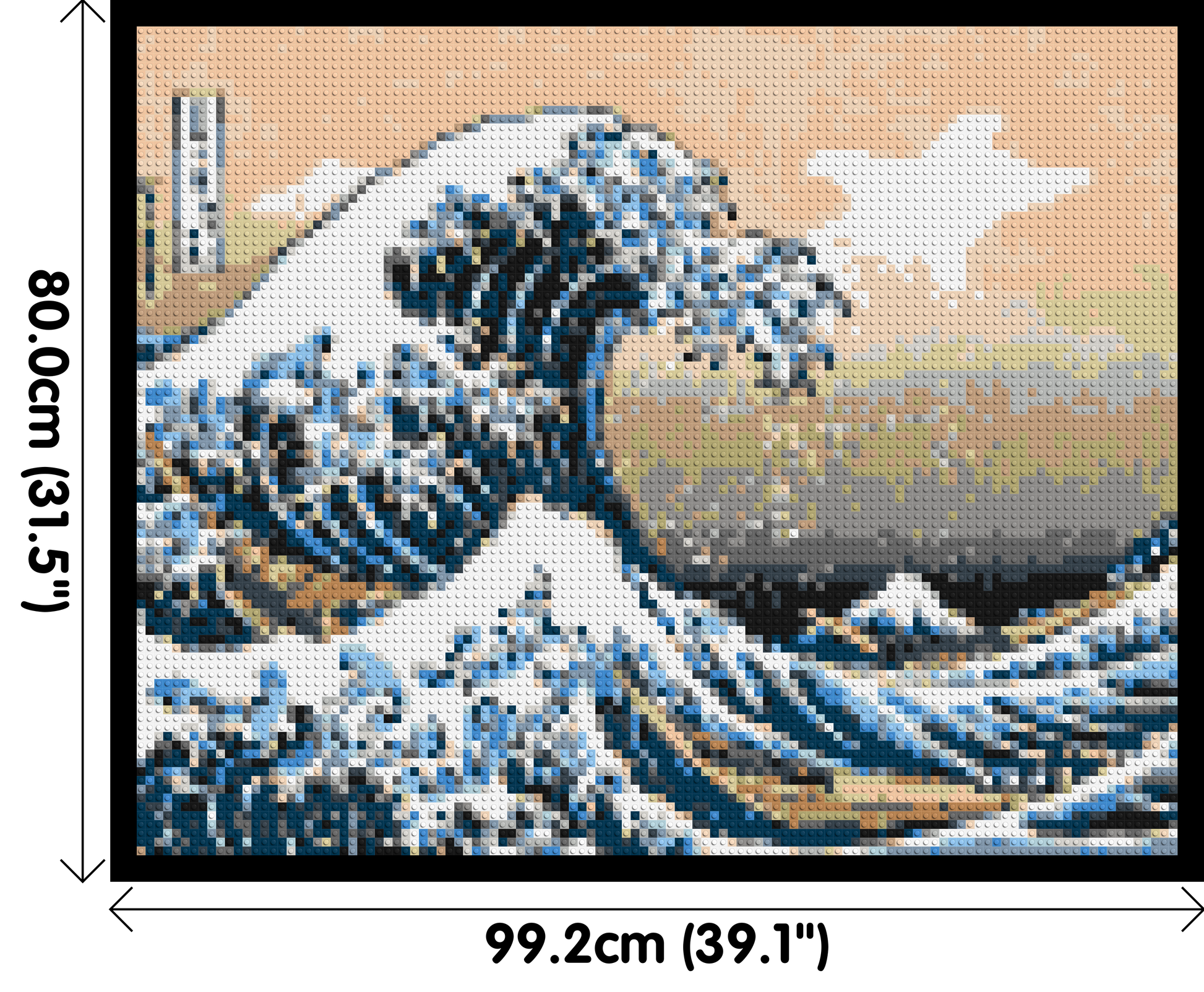 The Great Wave Off Kanagawa by Katsushika Hokusai  - Brick Art Mosaic Kit 5x4 dimensions with frame