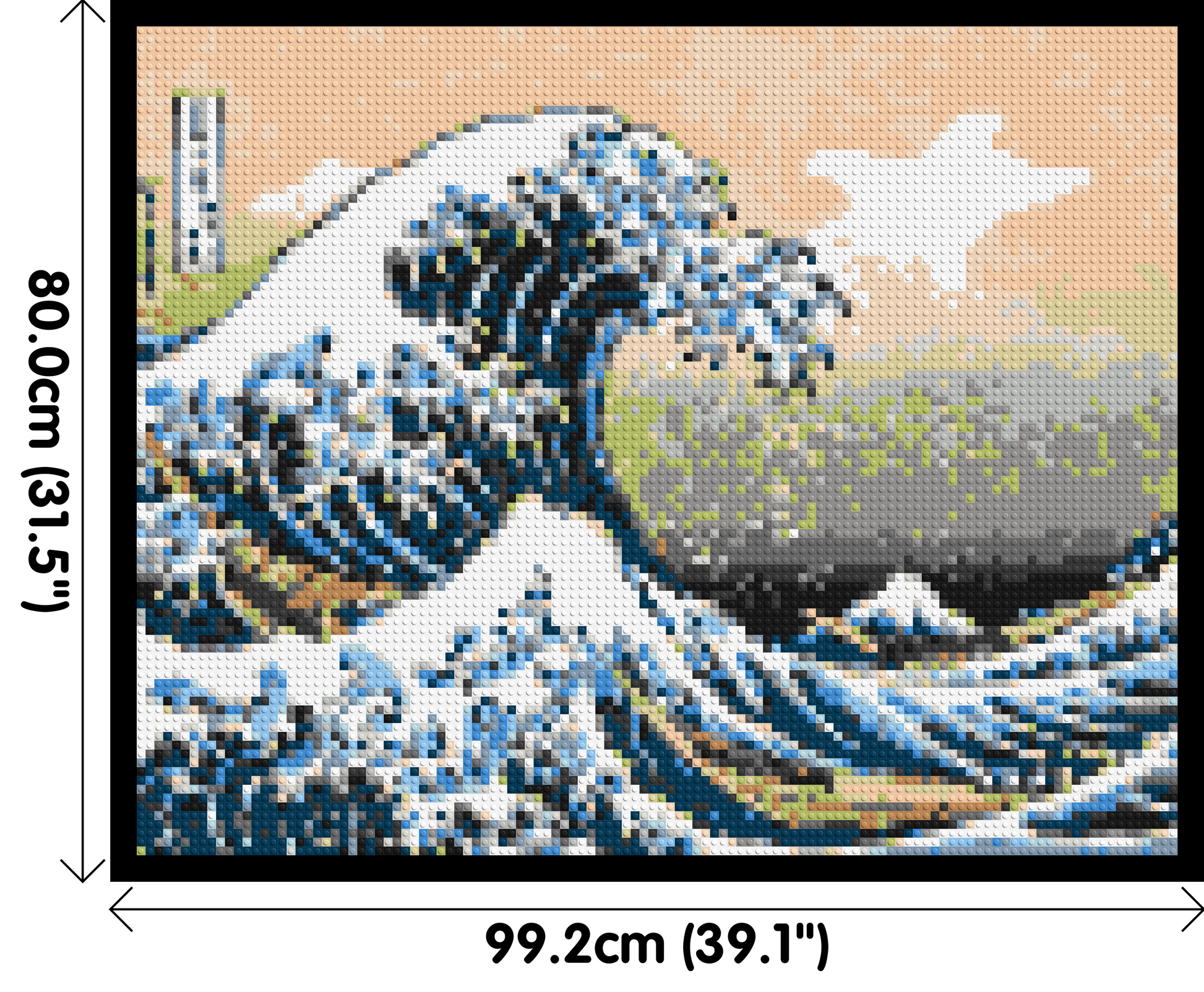 The Great Wave Off Kanagawa by Katsushika Hokusai  - Brick Art Mosaic Kit 5x4 dimensions with frame