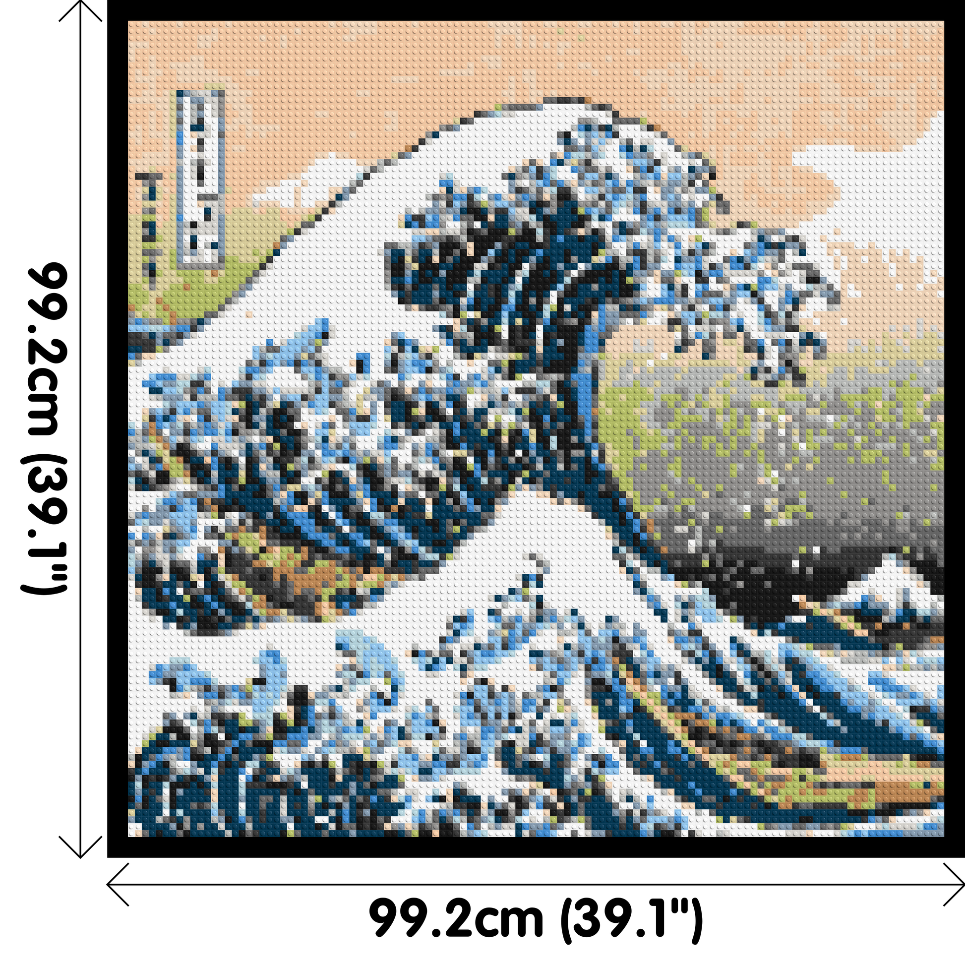 The Great Wave Off Kanagawa by Katsushika Hokusai  - Brick Art Mosaic Kit 5x5 dimensions with frame