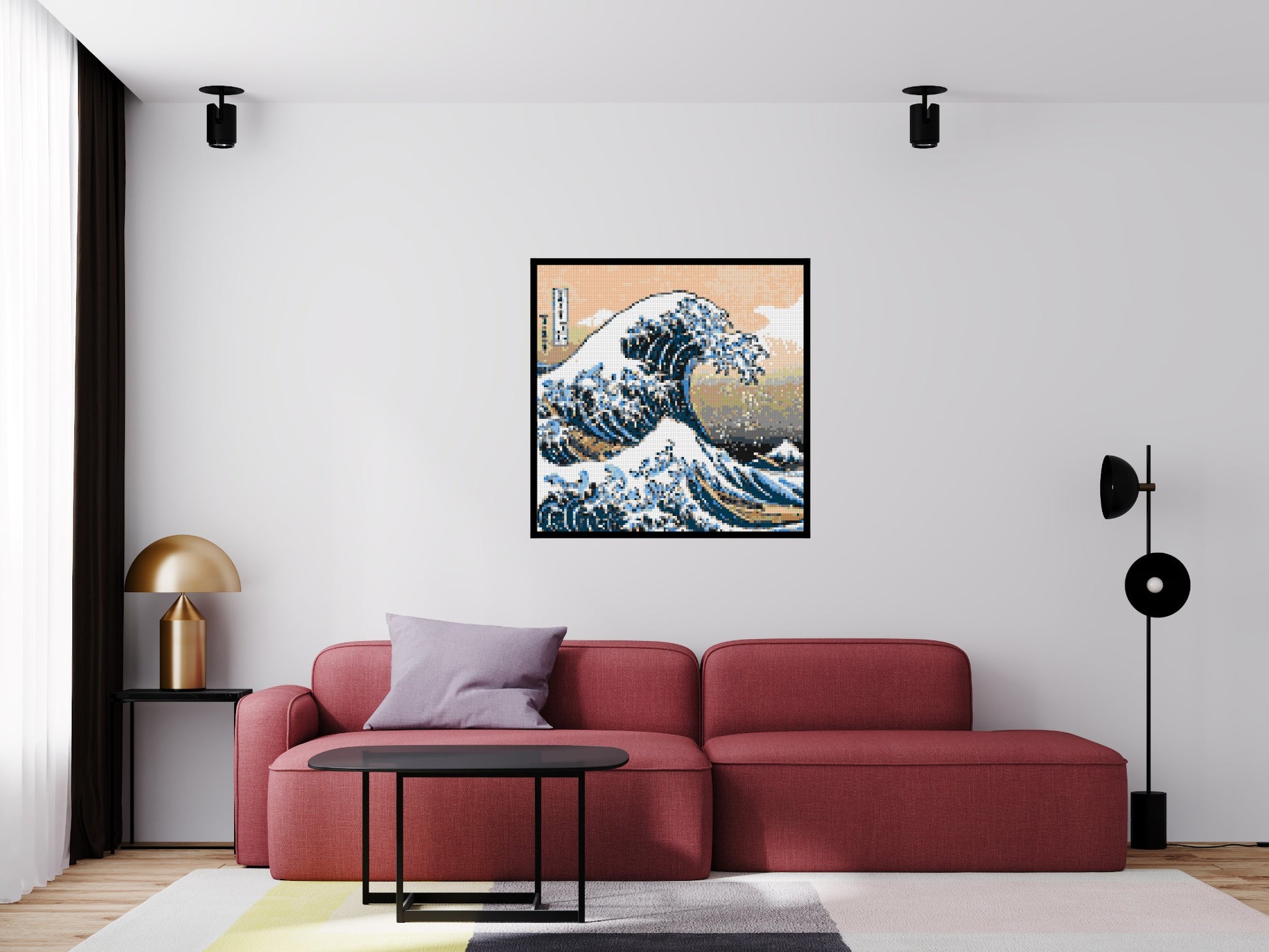 The Great Wave Off Kanagawa by Katsushika Hokusai  - Brick Art Mosaic Kit 5x5 scene with frame