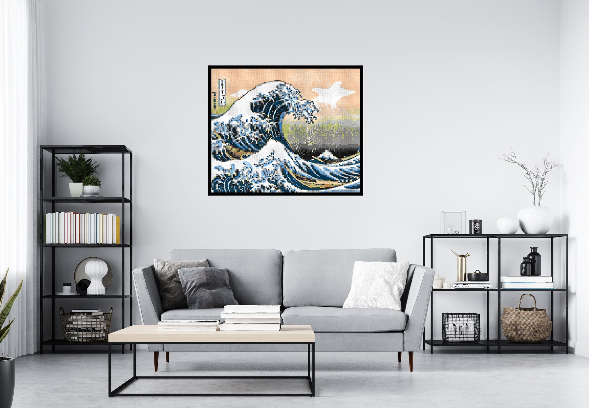 The Great Wave Off Kanagawa by Katsushika Hokusai  - Brick Art Mosaic Kit 6x5 scene with frame