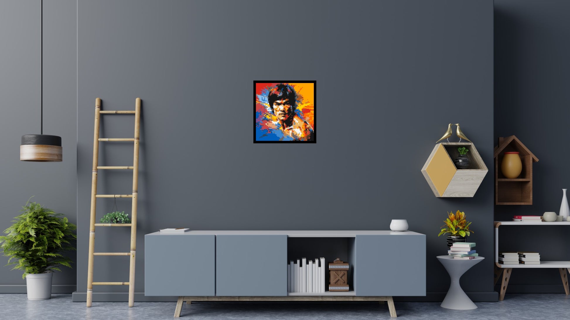 Bruce Lee - Brick Art Mosaic Kit 3x3 scene with frame