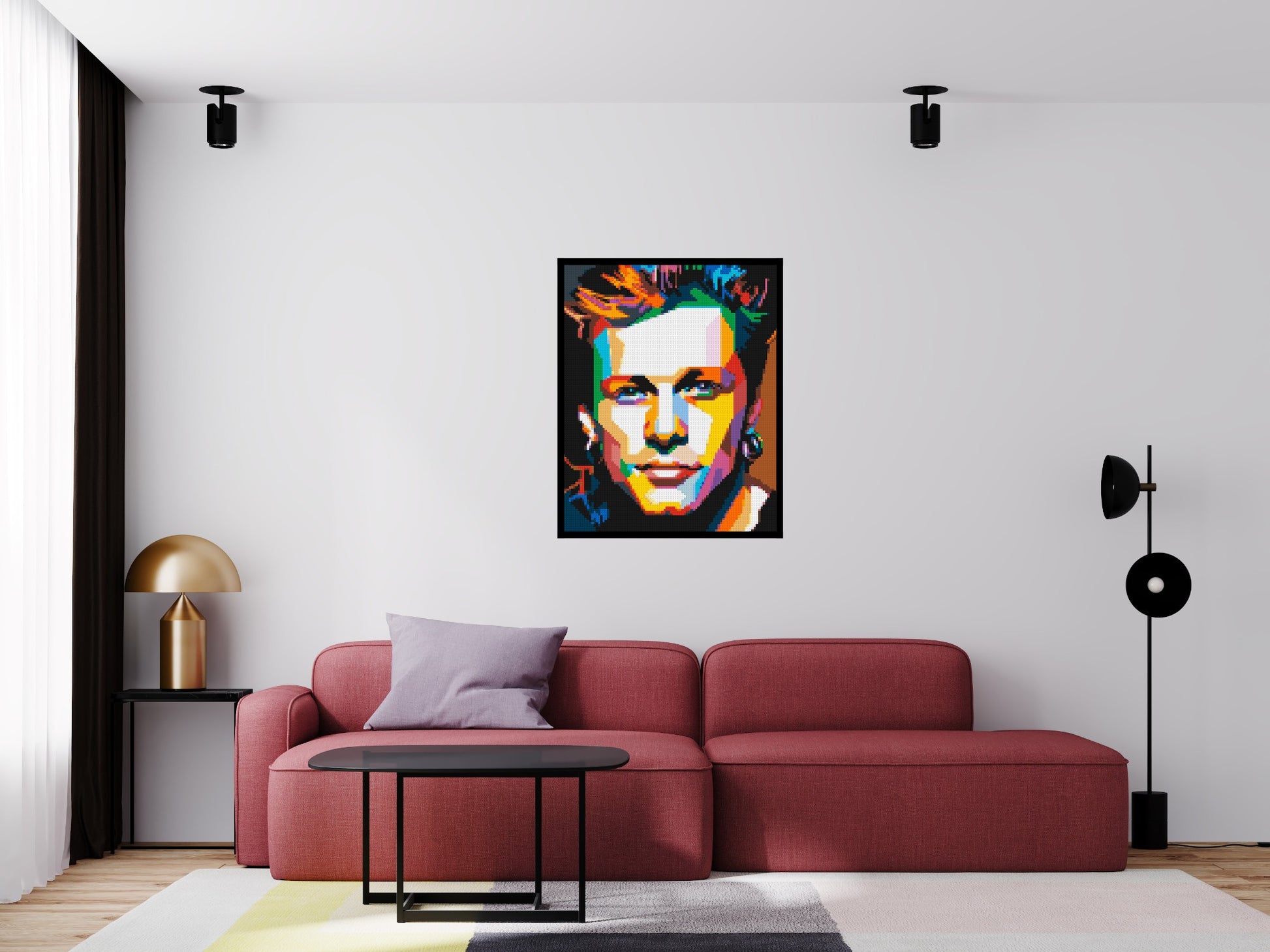 Jon Bon Jovi Pop Art - Brick Art Mosaic Kit 4x5 scene with frame