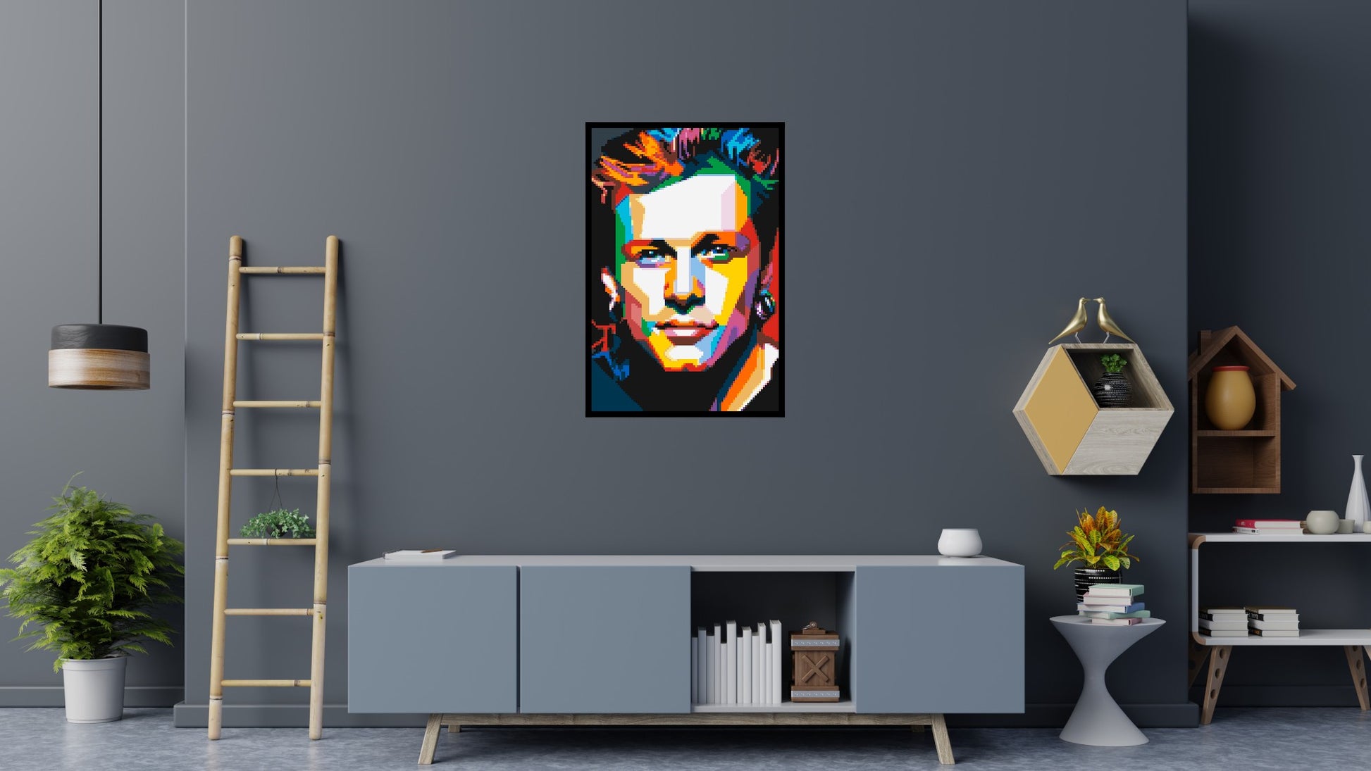 Jon Bon Jovi Pop Art - Brick Art Mosaic Kit 4x6 scene with frame