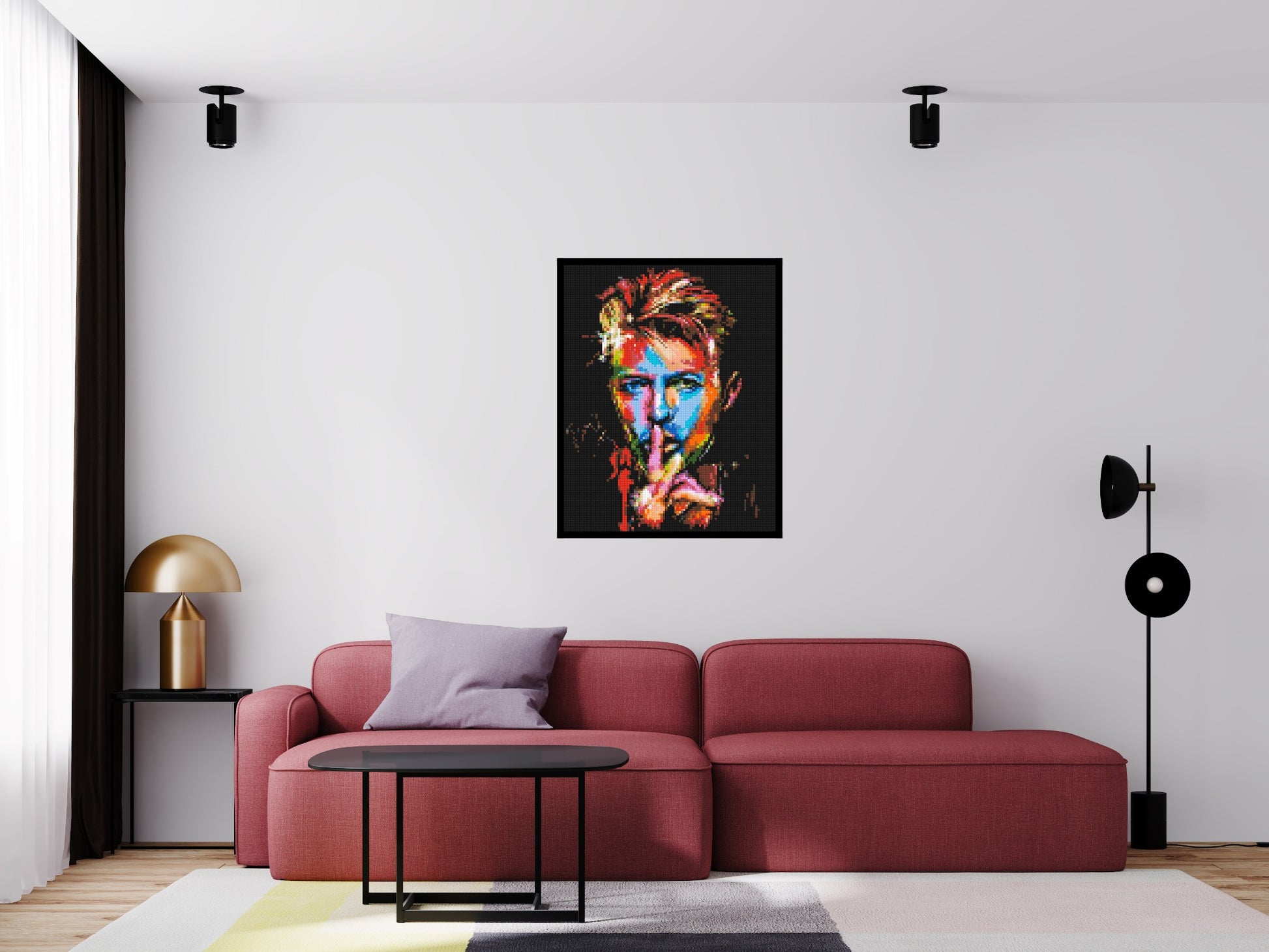 David Bowie - Brick Art Mosaic Kit 4x5 scene with frame