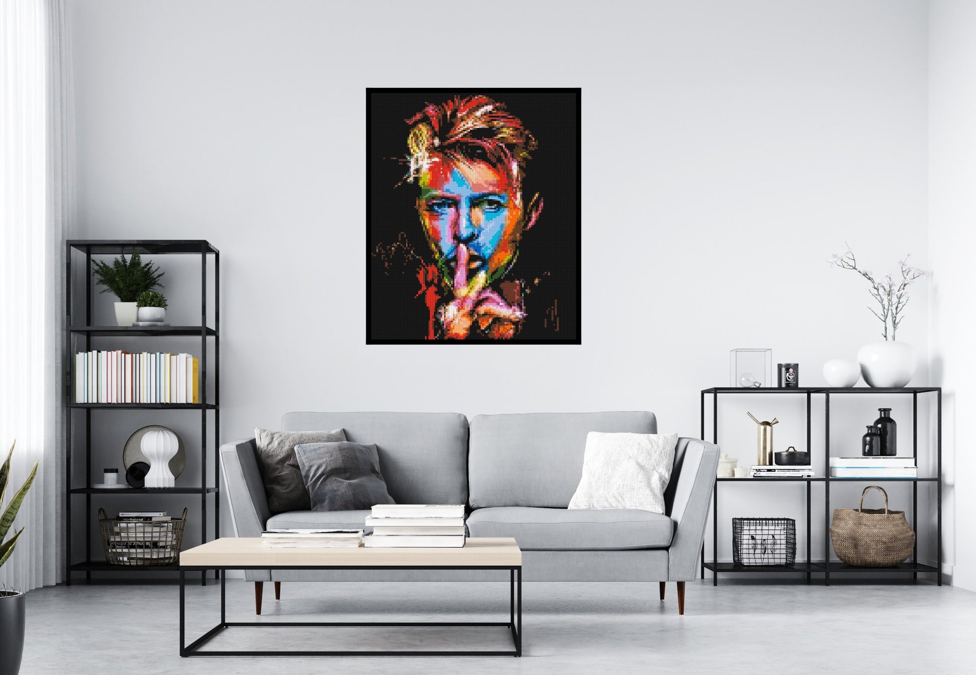 David Bowie - Brick Art Mosaic Kit 5x6 scene with frame