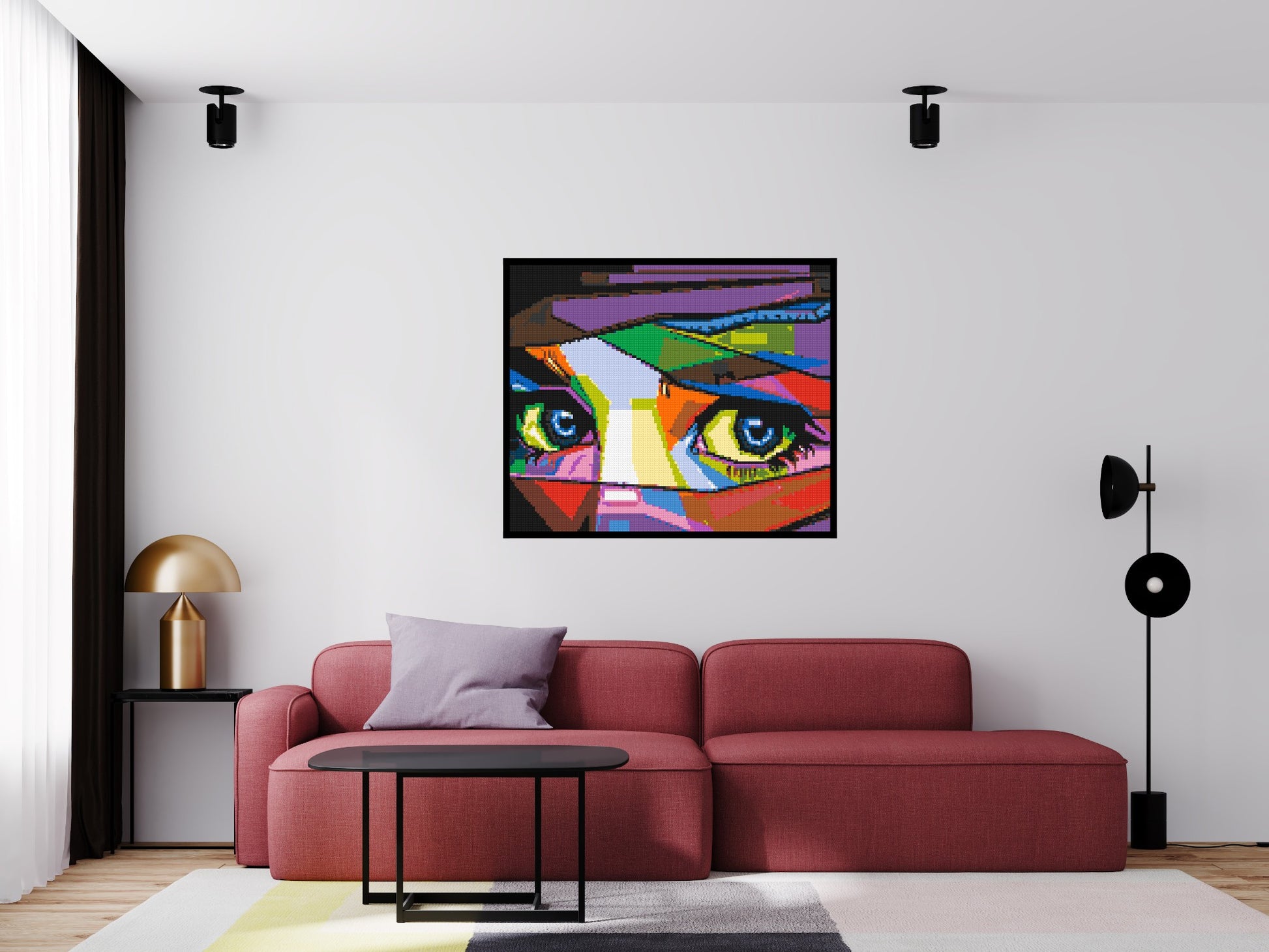 Colourful Gaze - Brick Art Mosaic Kit 6x5 scene with frame