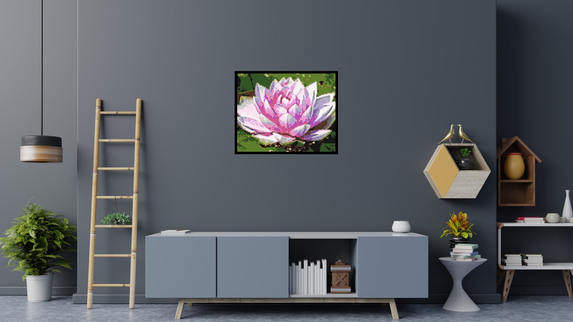 Water Lily - Brick Art Mosaic Kit 5x4 scene with frame