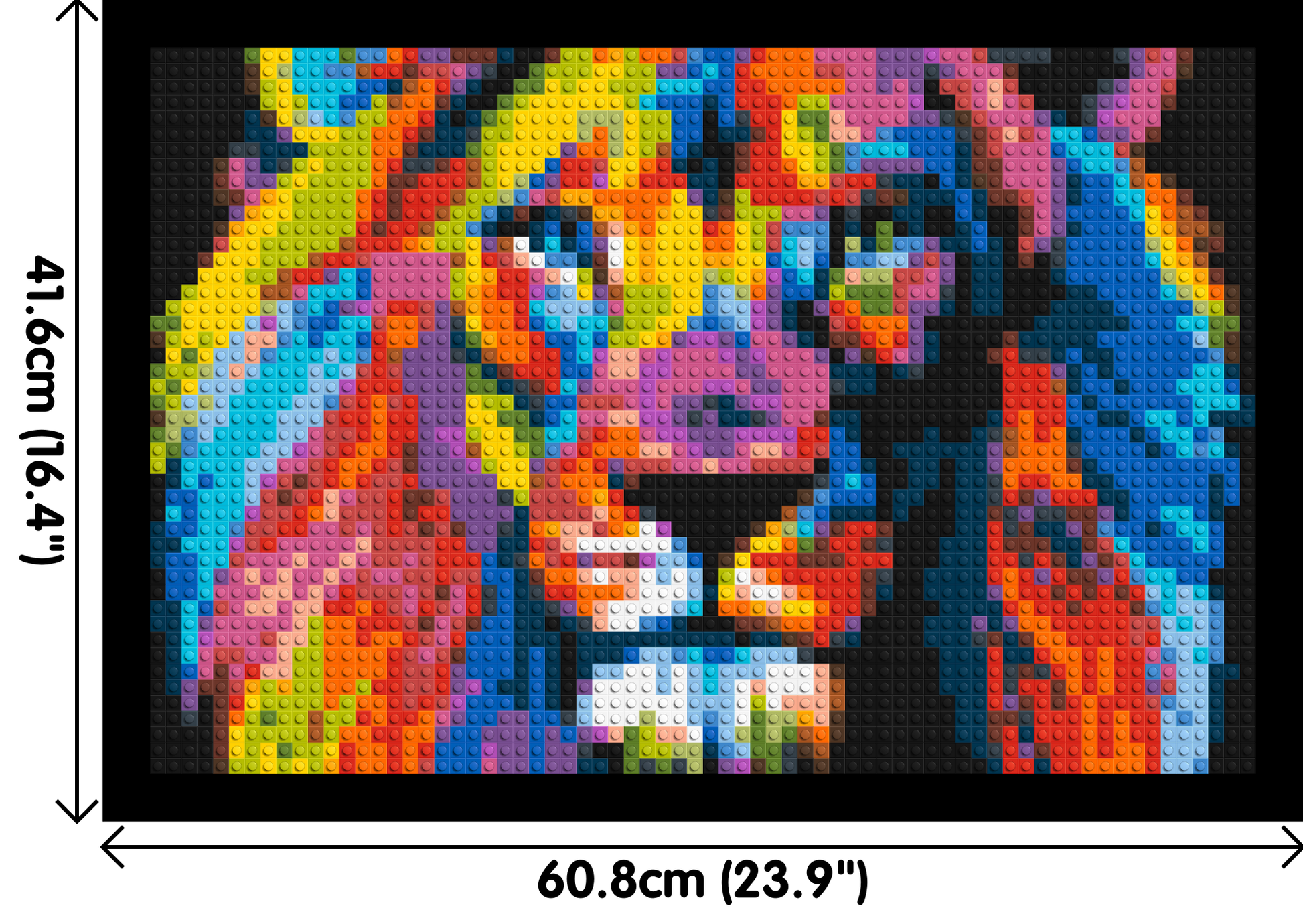 Lion Colourful Pop Art - Brick Art Mosaic Kit 3x2 dimensions with frame