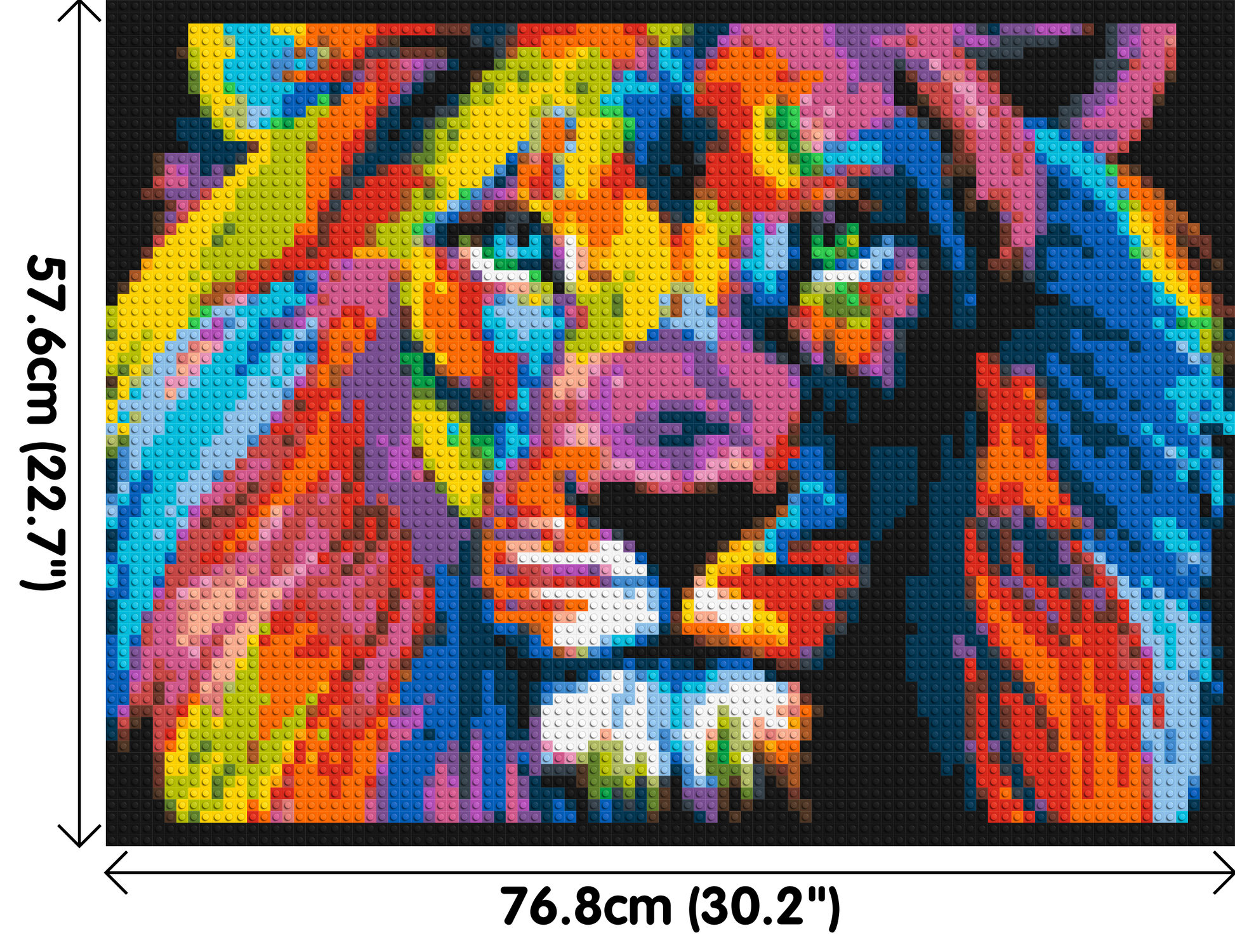 Lion Colourful Pop Art - Brick Art Mosaic Kit 4x3 dimensions