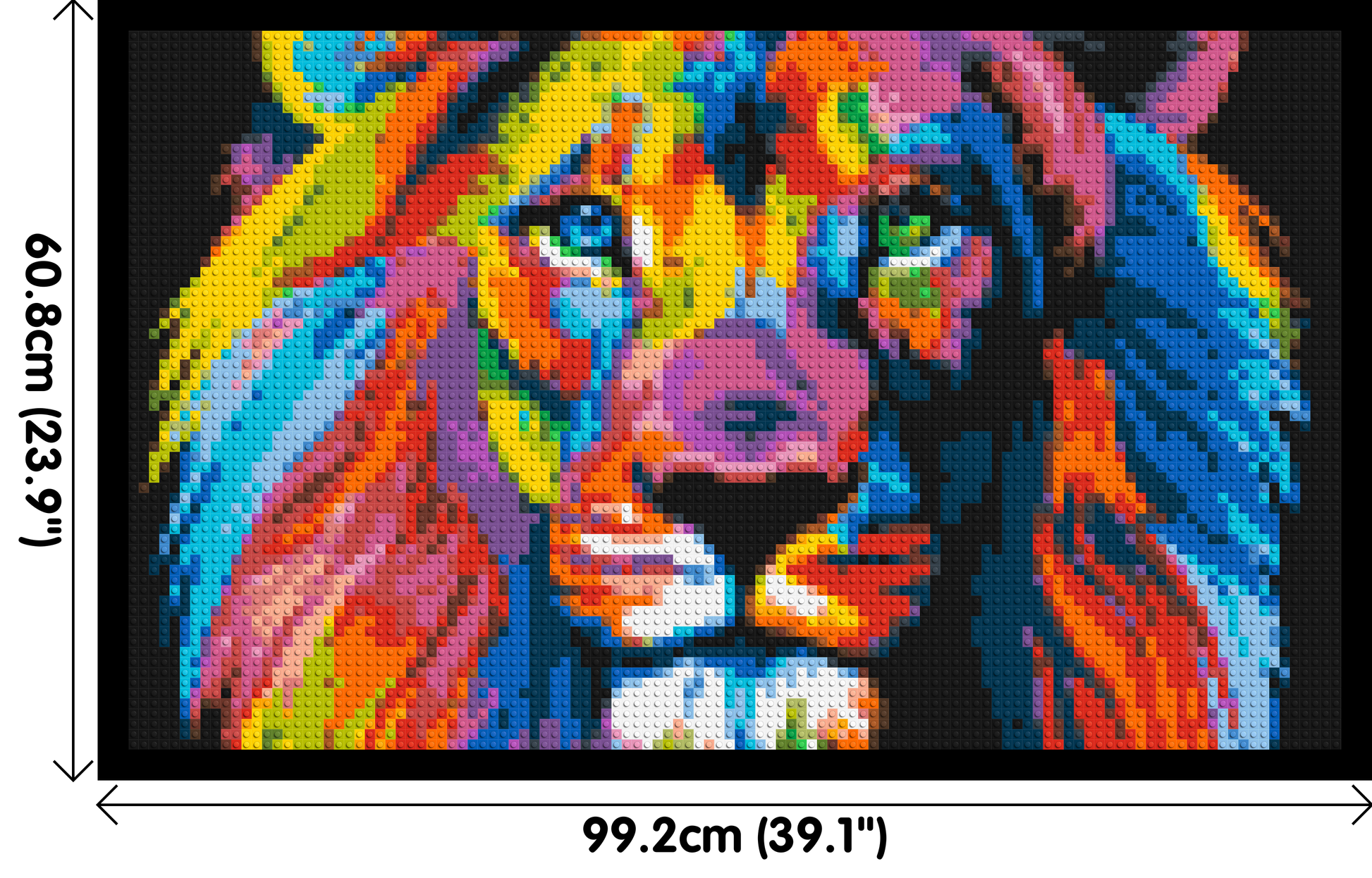 Lion Colourful Pop Art - Brick Art Mosaic Kit 5x3 dimensions with frame