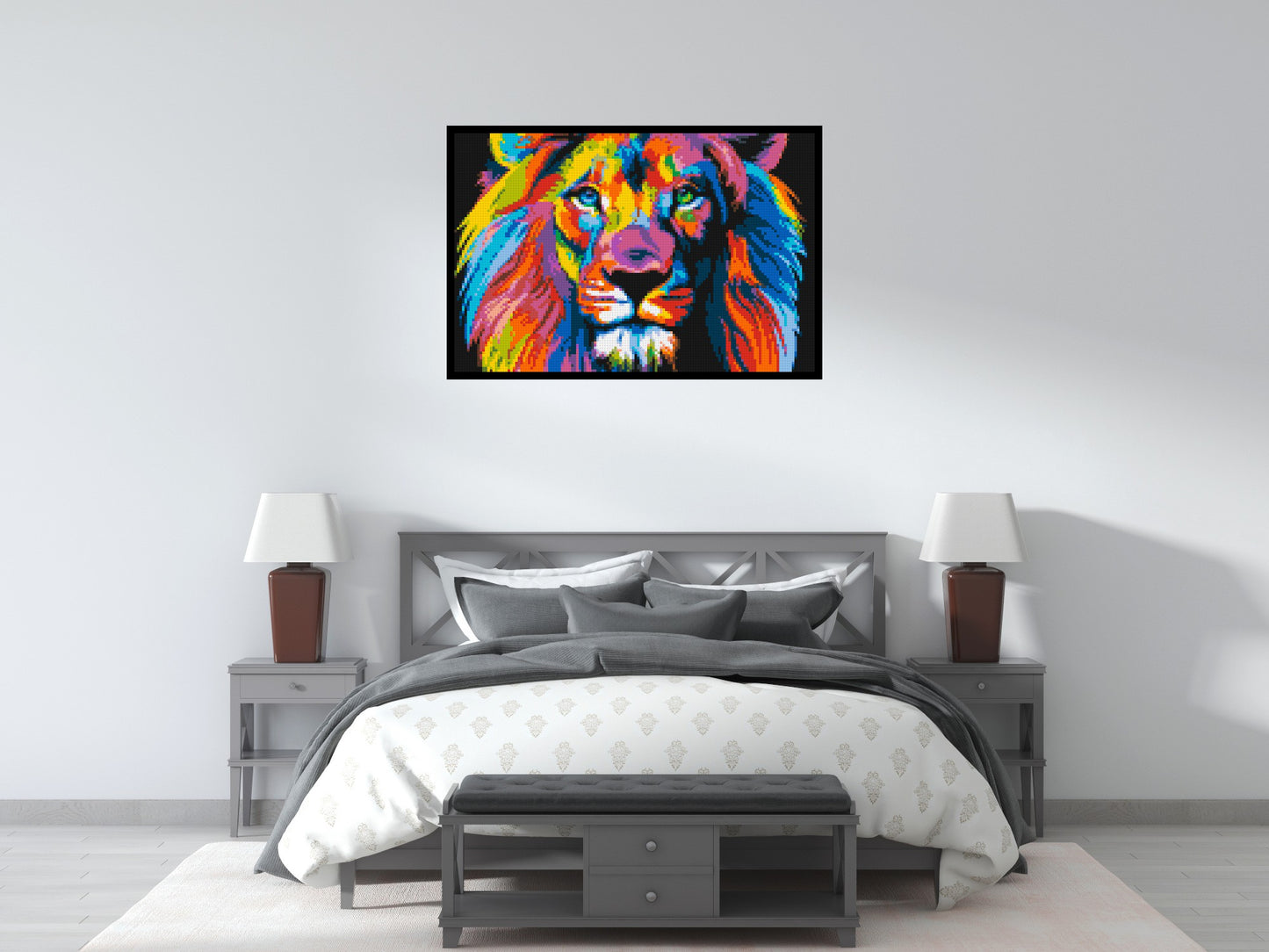 Lion Colourful Pop Art - Brick Art Mosaic Kit 6x4 large