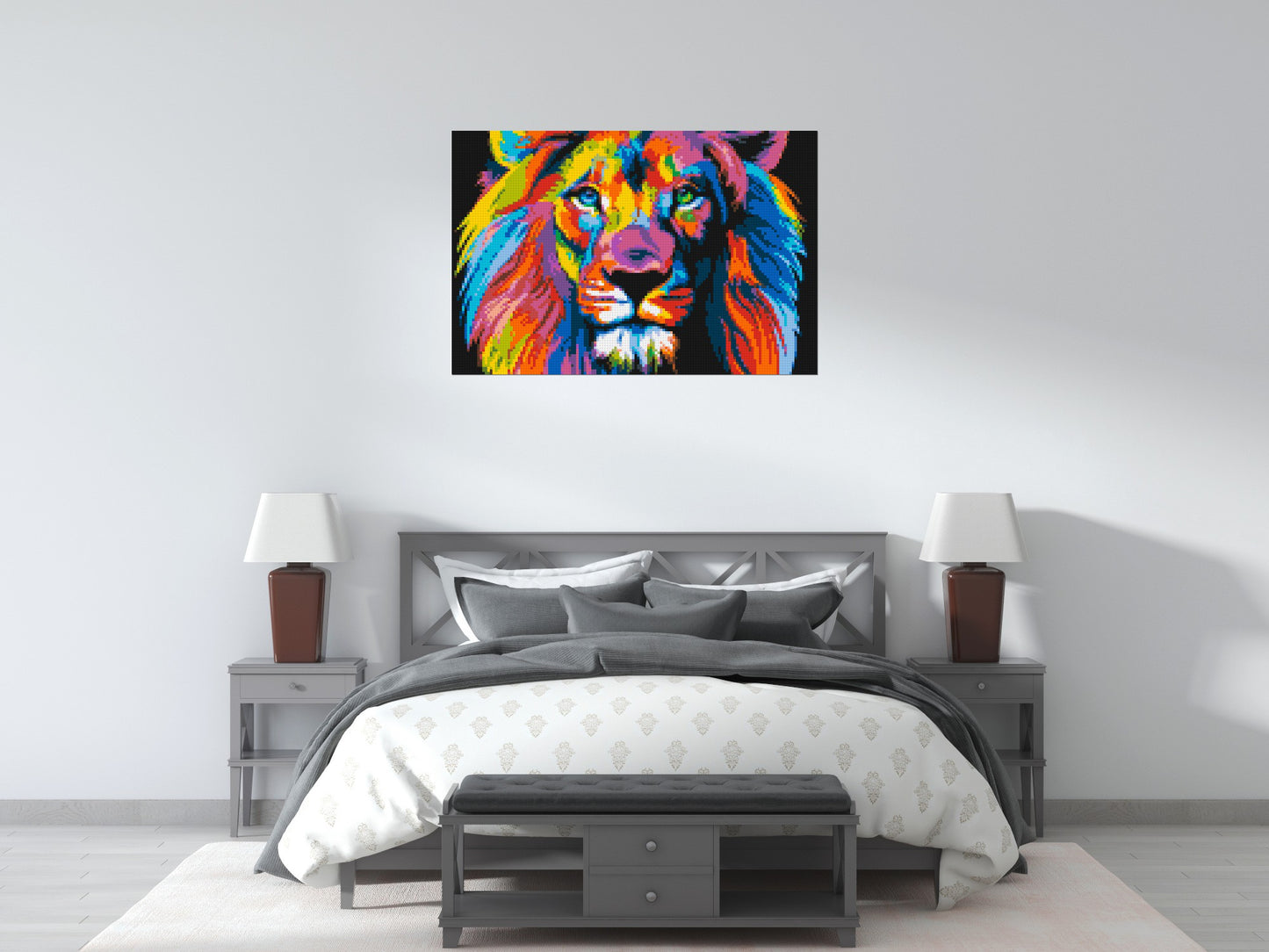 Lion Colourful Pop Art - Brick Art Mosaic Kit 6x4 large