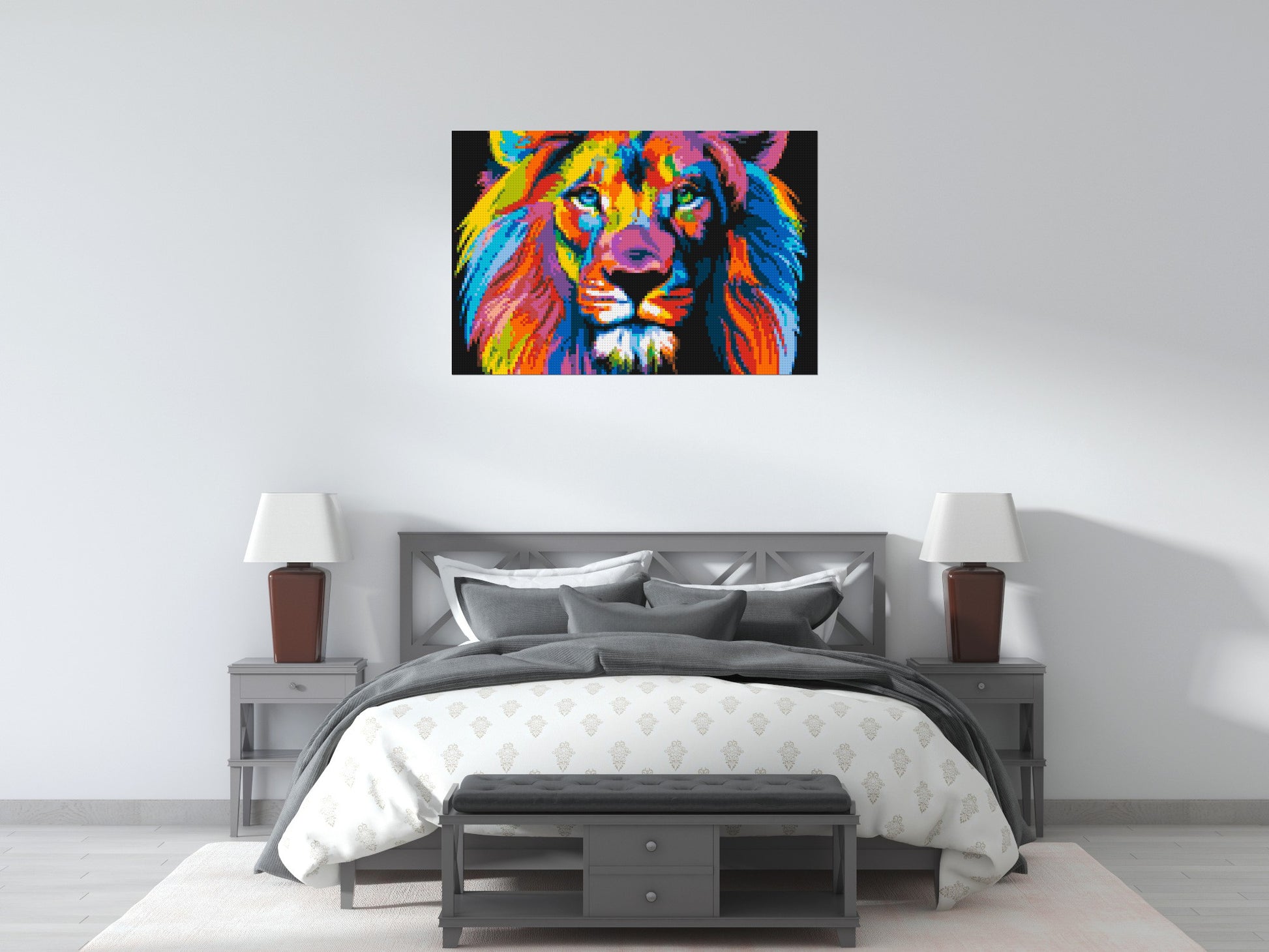 Lion Colourful Pop Art - Brick Art Mosaic Kit 6x4 scene