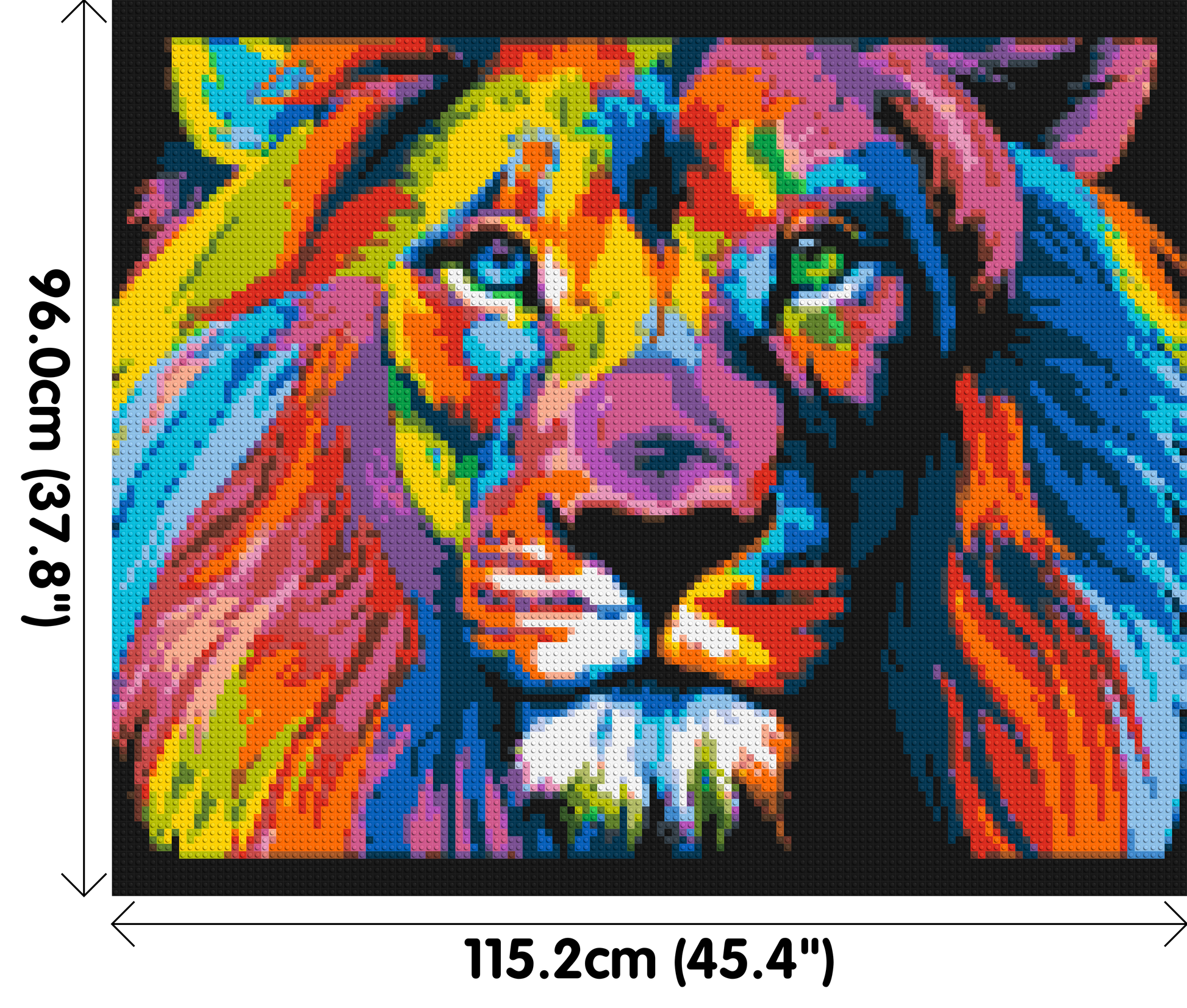 Lion Colourful Pop Art - Brick Art Mosaic Kit 6x5 dimensions