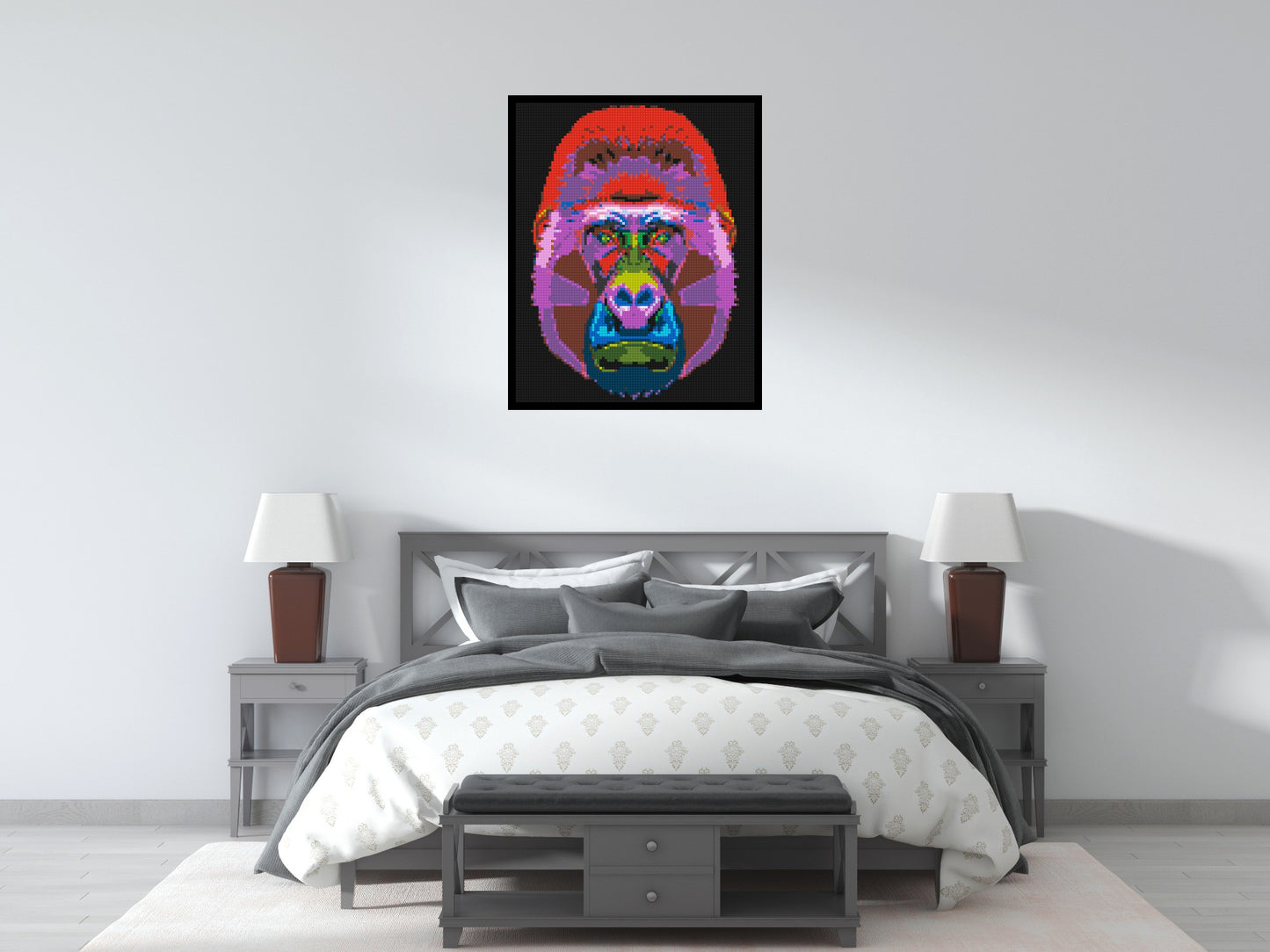 Gorilla Colourful Pop Art  - Brick Art Mosaic Kit 4x5 large