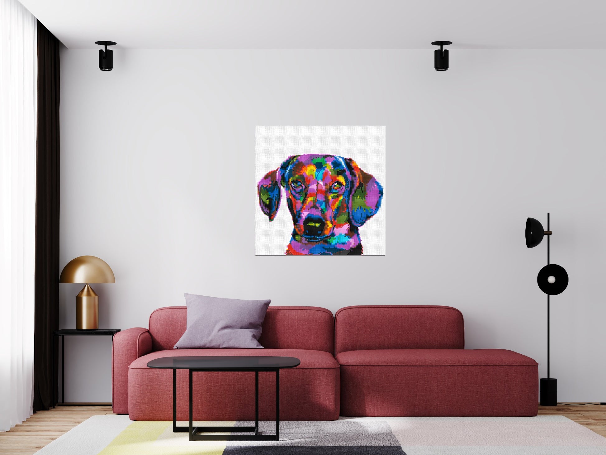Dachshund Colourful Pop Art - Brick Art Mosaic Kit 5x5 scene