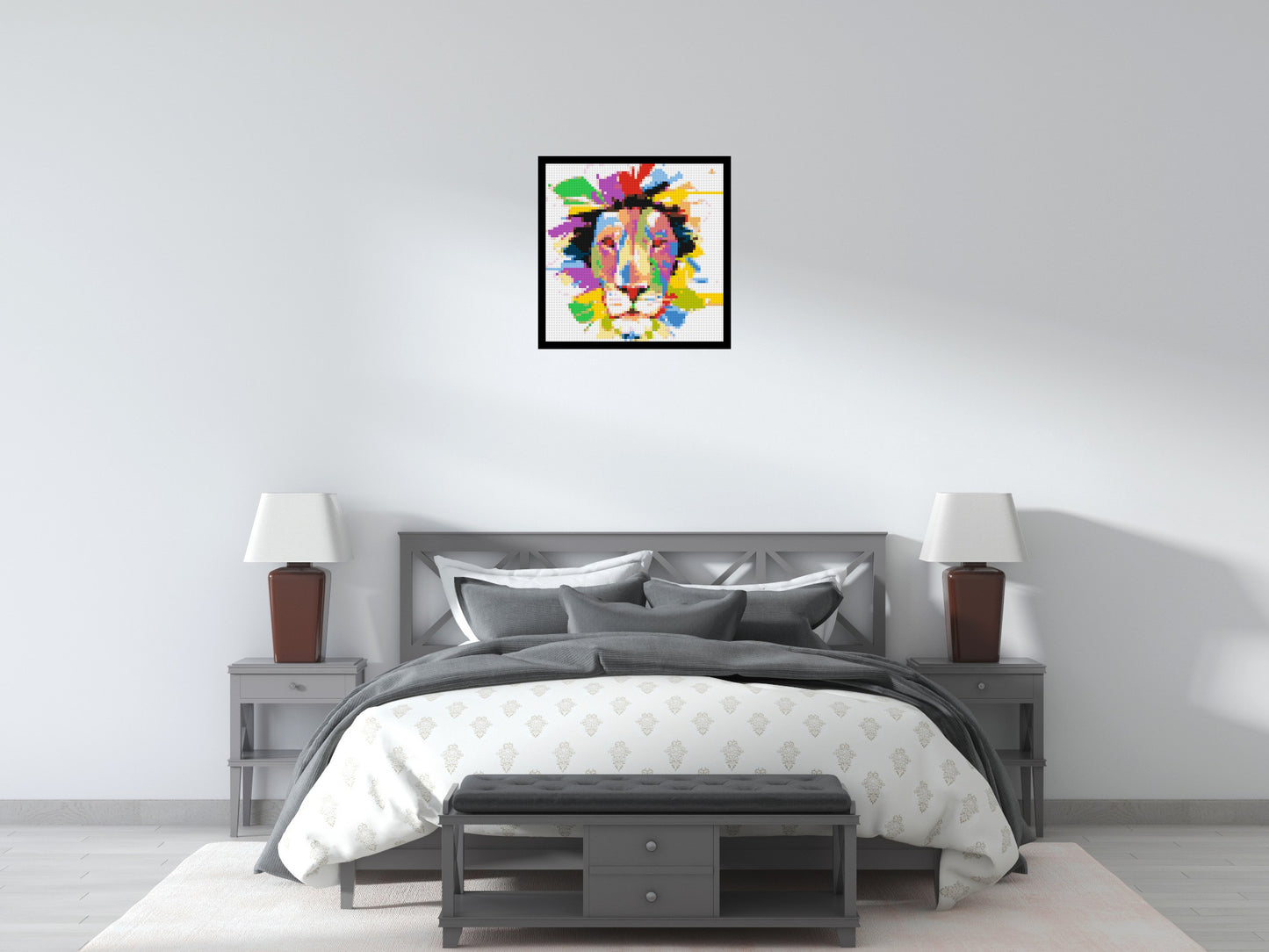 Abstract Lion Colourful Pop Art - Brick Art Mosaic Kit 3x3 large