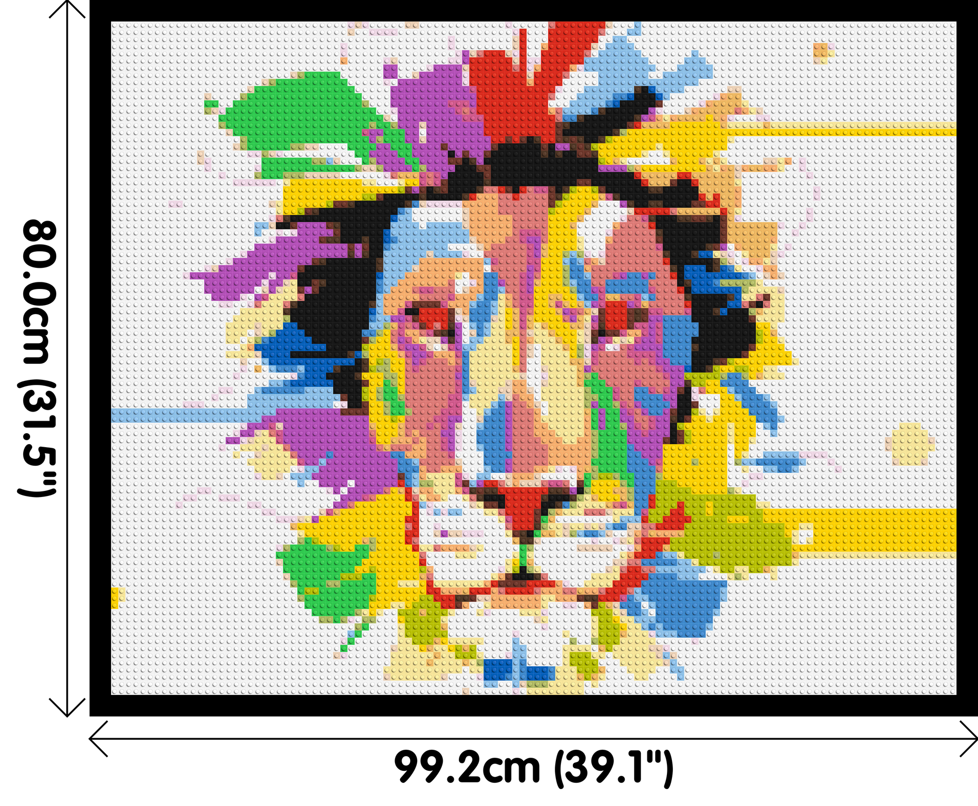 Abstract Lion Colourful Pop Art - Brick Art Mosaic Kit 5x4 dimensions with frame