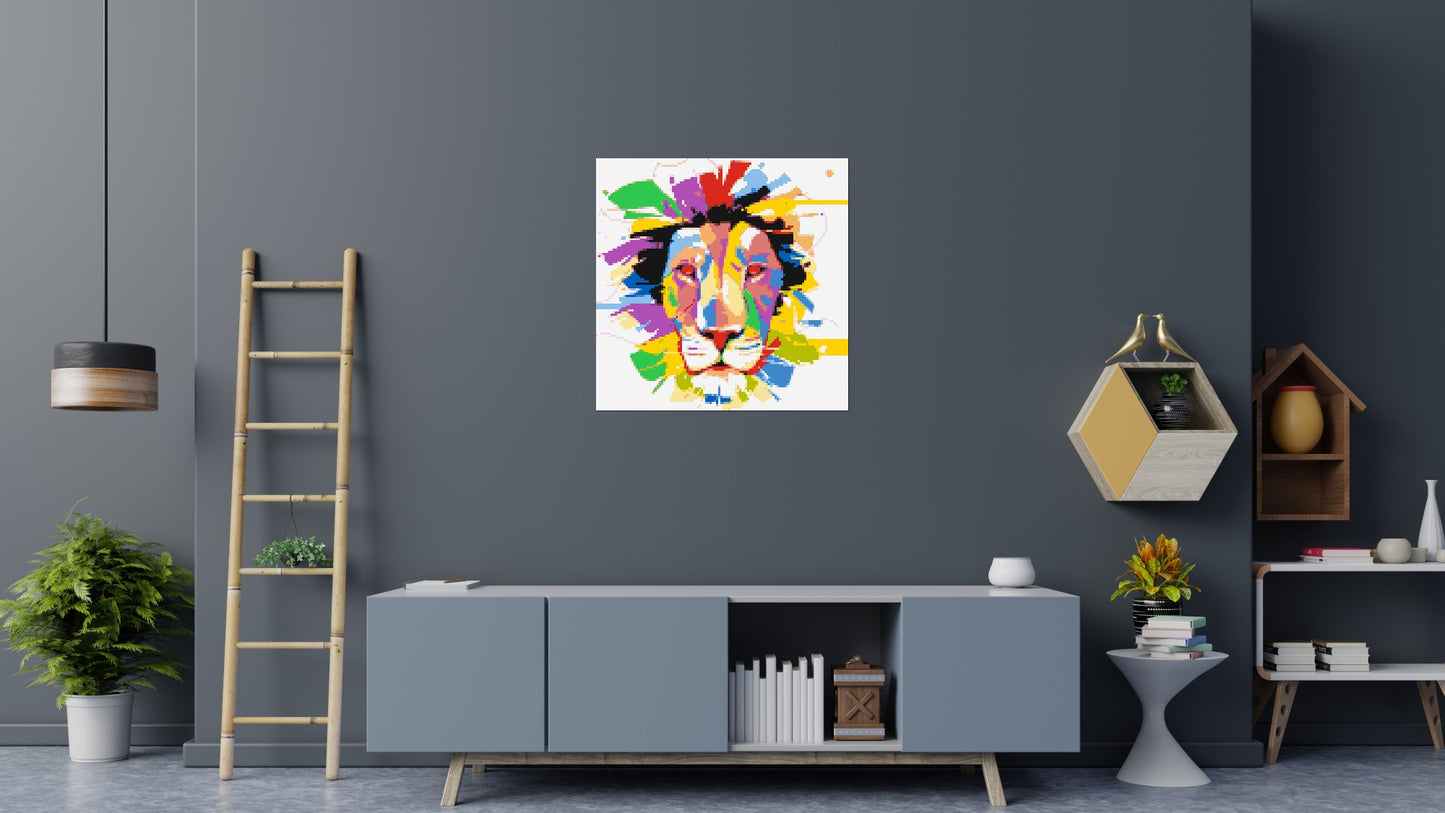 Abstract Lion Colourful Pop Art - Brick Art Mosaic Kit 5x5 large