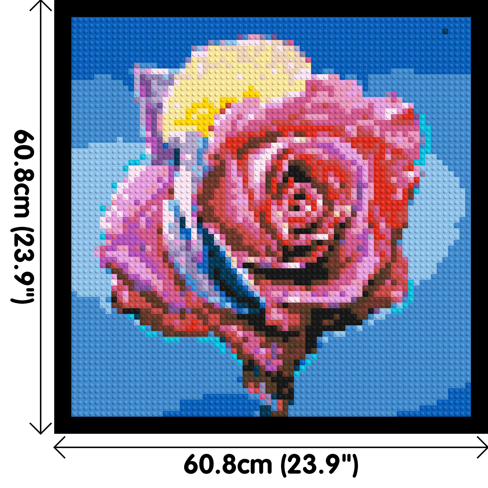Colourful Rose - Brick Art Mosaic Kit 3x3 dimensions with frame