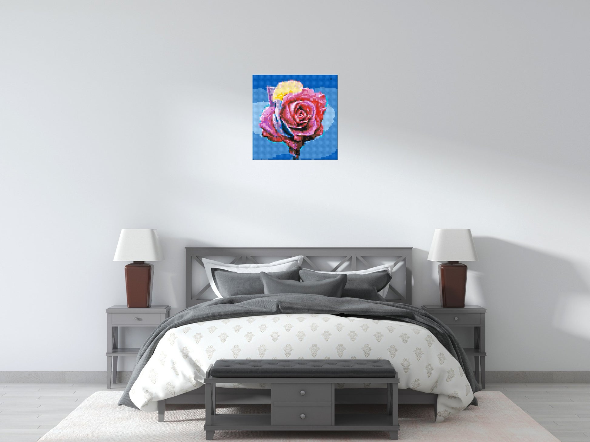 Colourful Rose - Brick Art Mosaic Kit 3x3 scene