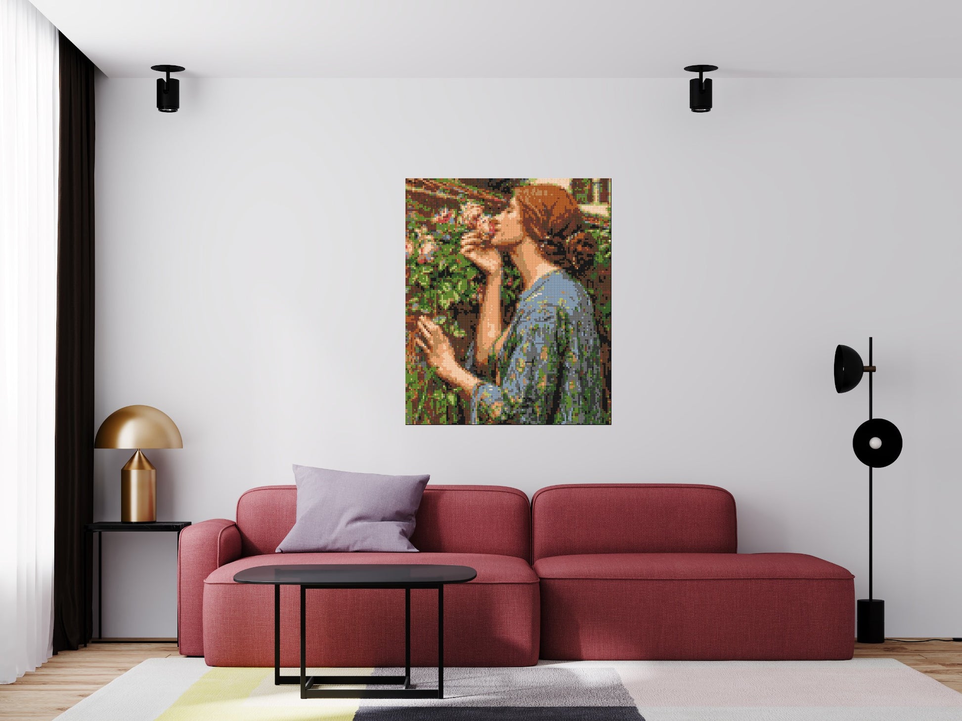 The Soul of The Rose by J. W. Waterhouse - Brick Art Mosaic Kit 5x6 scene