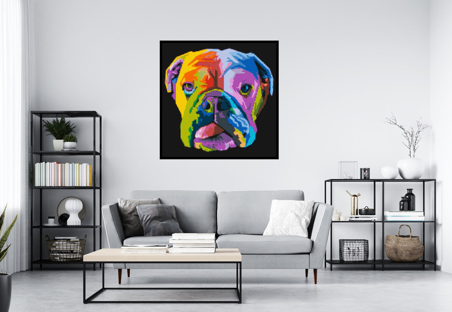 English Bulldog Colourful Pop Art - Brick Art Mosaic Kit 6x6 large