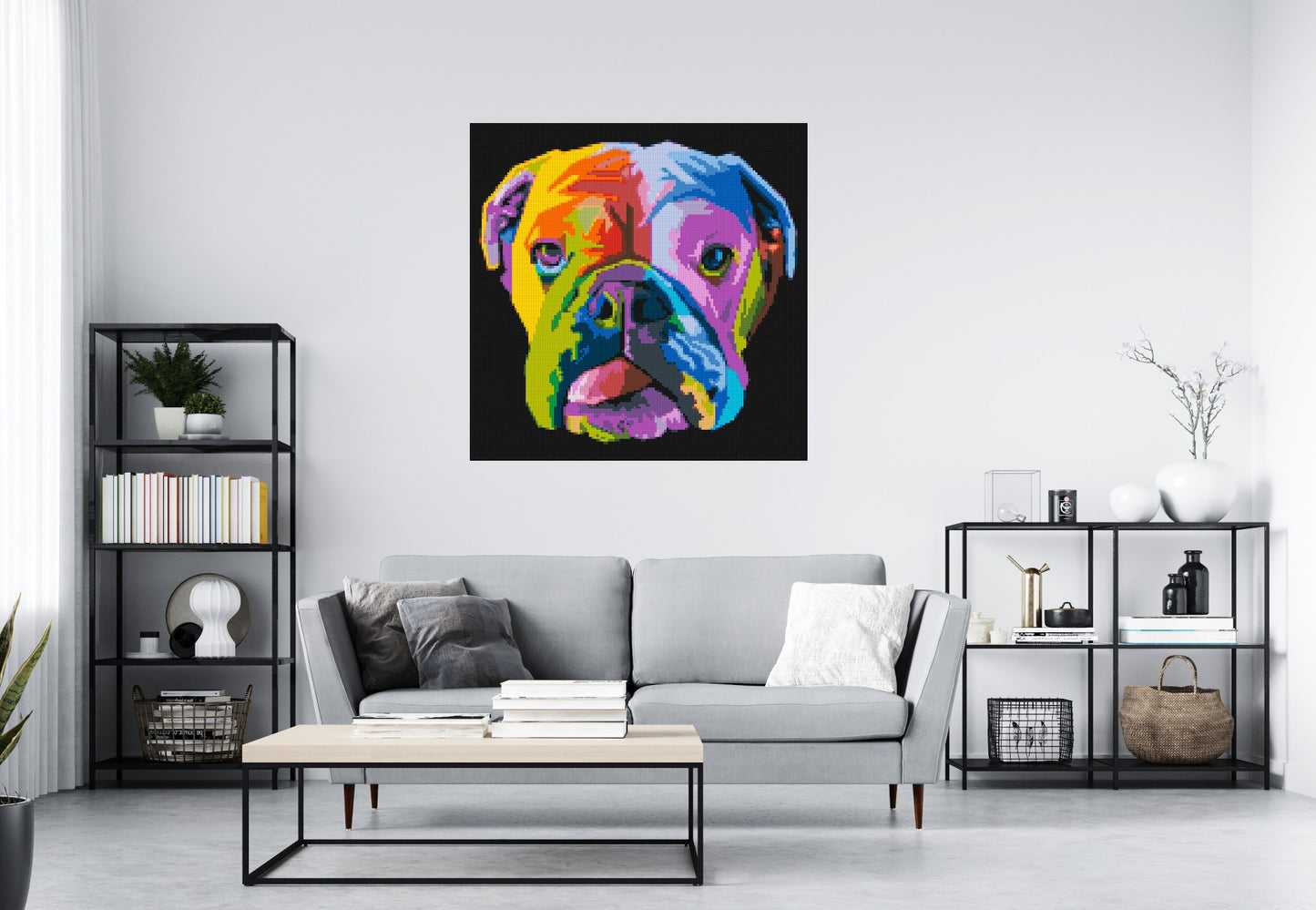 English Bulldog Colourful Pop Art - Brick Art Mosaic Kit 6x6 large